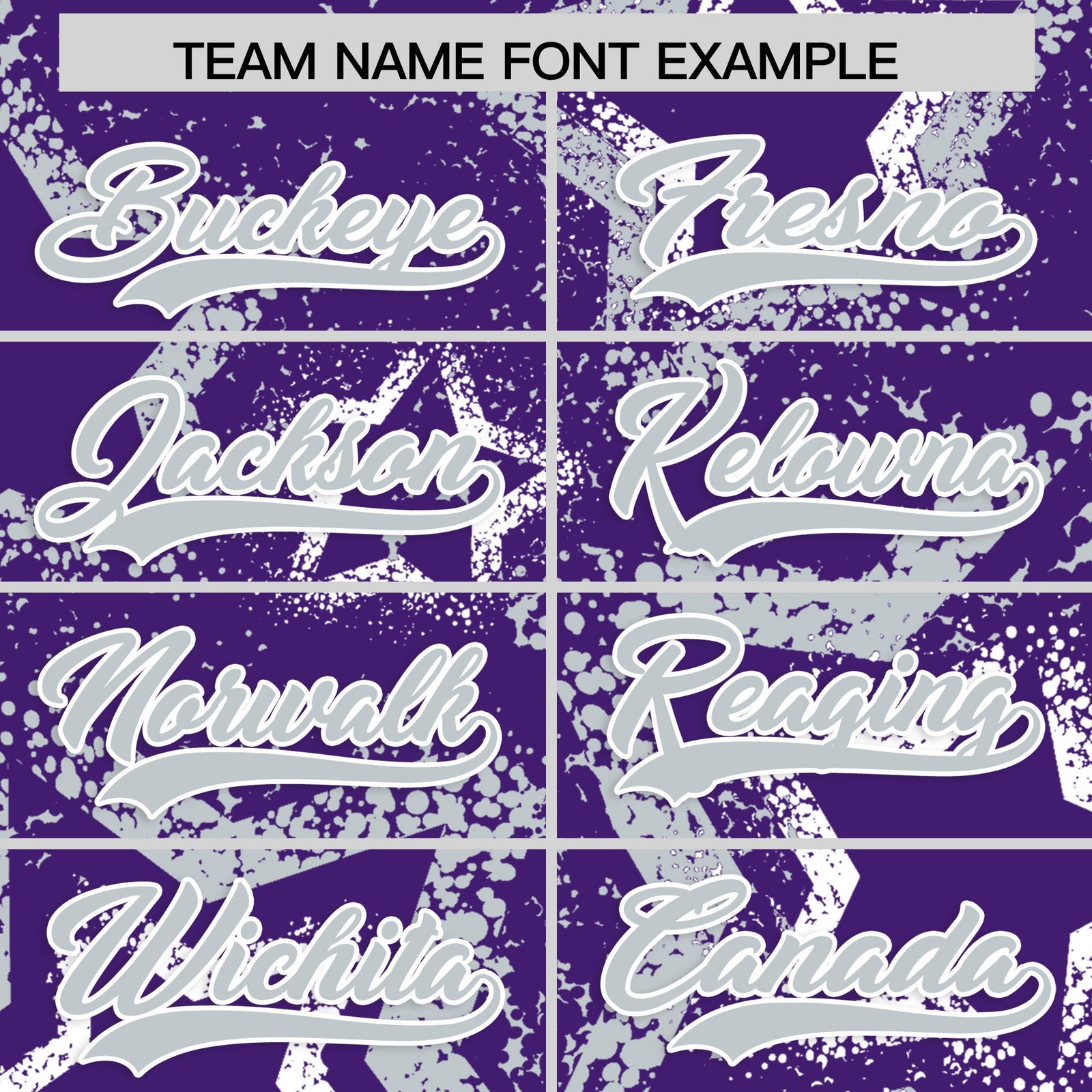 Custom Purple White Silver Star-Shaped Ink Texture Graffiti Pattern Baseball Jersey | Sublimation Printed & Stitched,Add Name and Numbern,Perfect for Parties,Perfect for Training | KXKSHOP