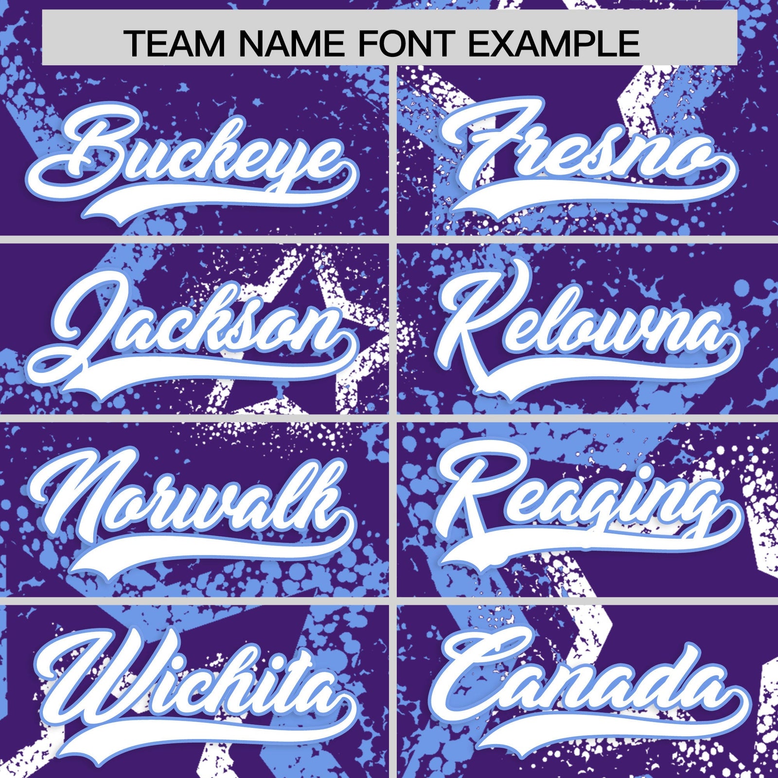 Custom Purple White Light Blue Star-Shaped Ink Texture Graffiti Pattern Baseball Jersey | Sublimation Printed & Stitched,Add Name and Numbern,Perfect for Parties,Perfect for Training | KXKSHOP