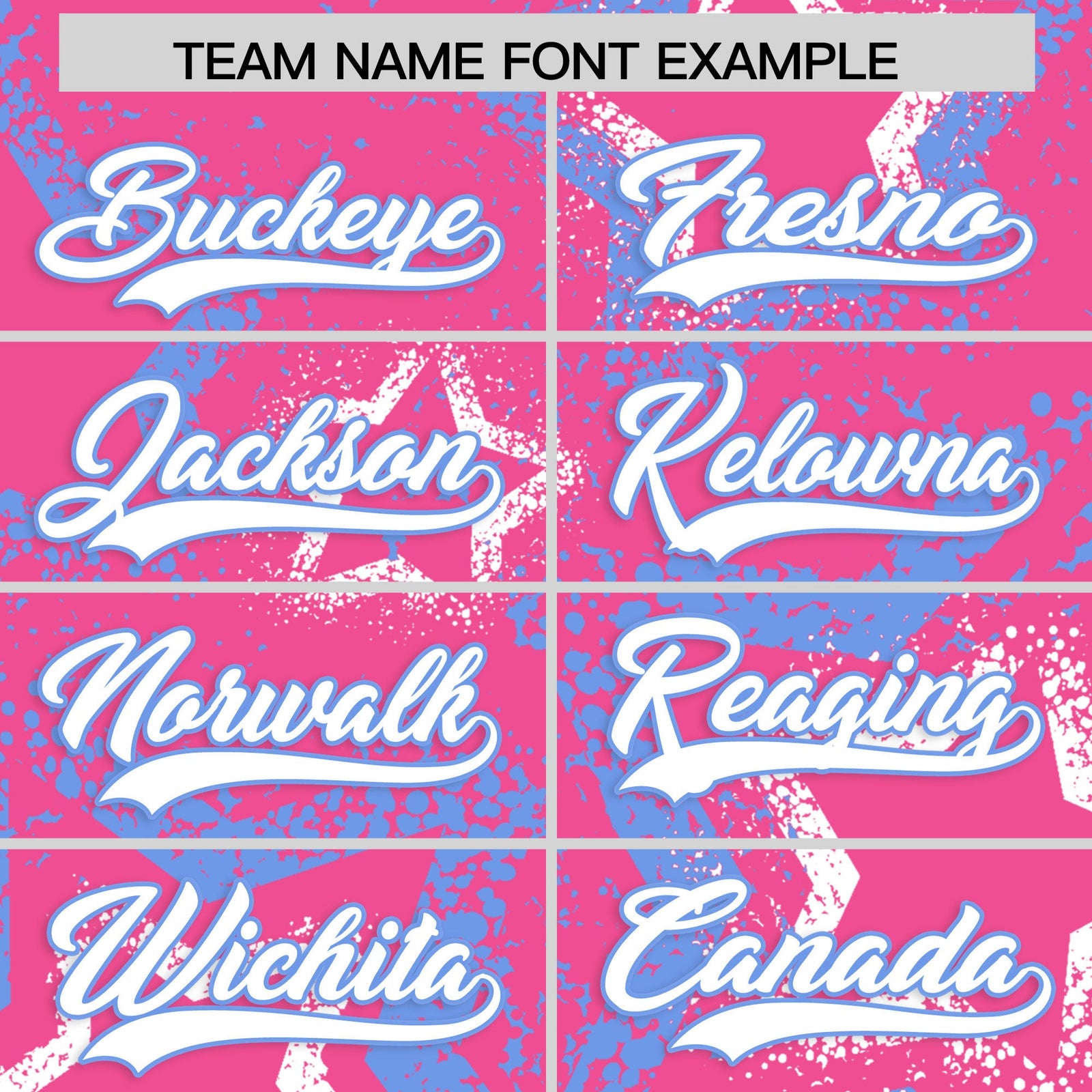 Custom Pink White Light Blue Star-Shaped Ink Texture Graffiti Pattern Baseball Jersey | Sublimation Printed & Stitched,Add Name and Numbern,Perfect for Parties,Perfect for Training | KXKSHOP