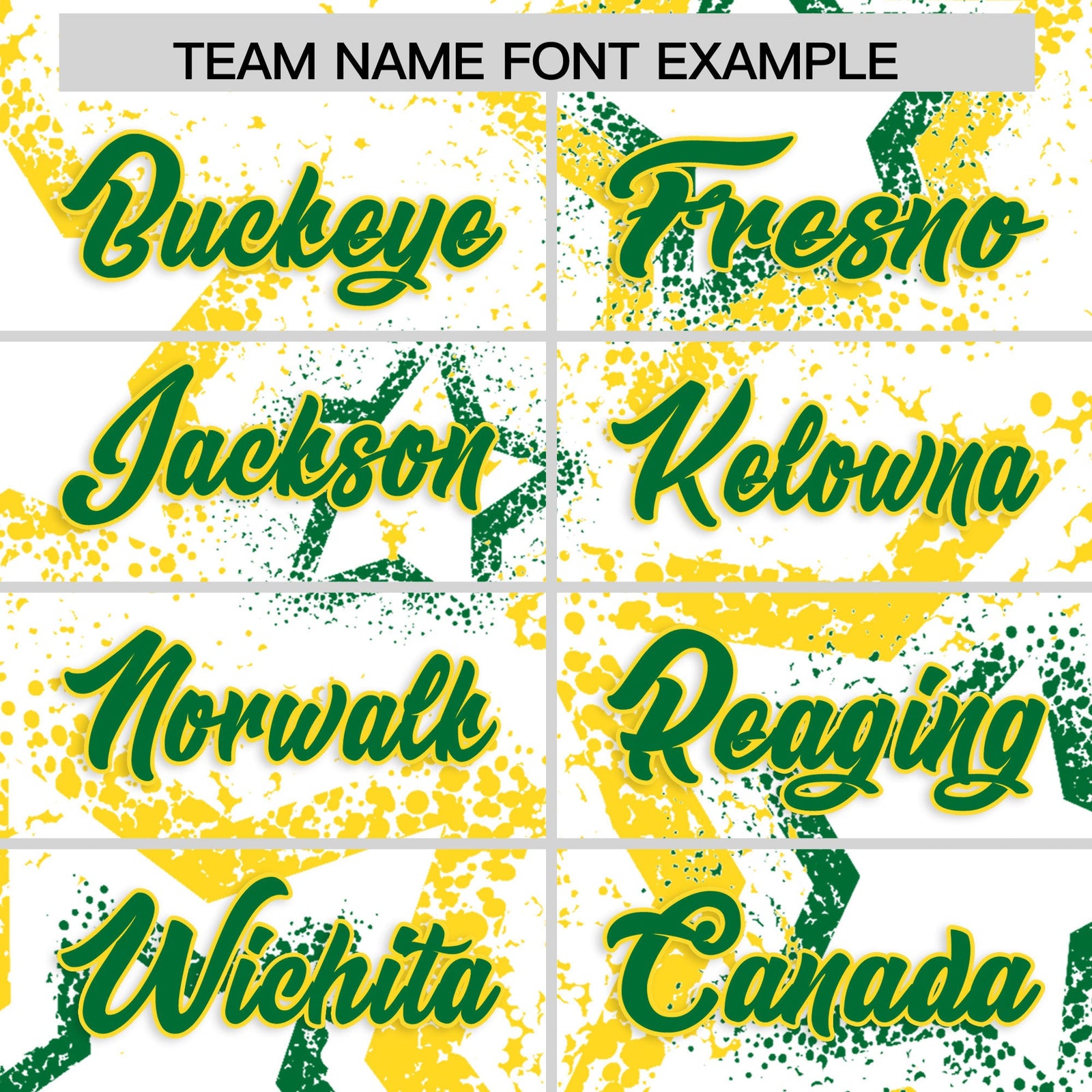 Custom White Gold Kelly Green Star-Shaped Ink Texture Graffiti Pattern Baseball Jersey | Sublimation Printed & Stitched,Add Name and Numbern,Perfect for Parties,Perfect for Training | KXKSHOP