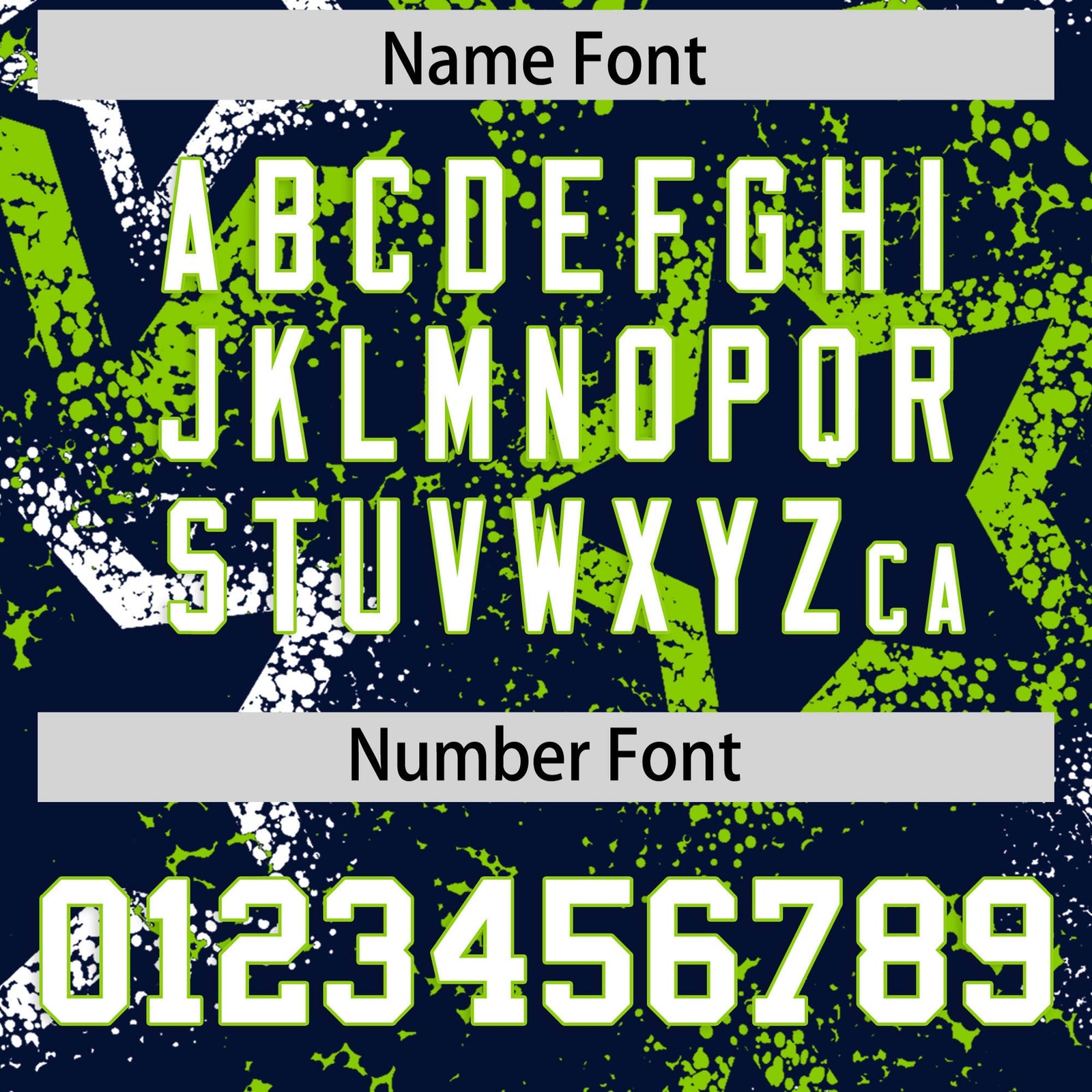 Custom Navy White Neon Green Star-Shaped Ink Texture Graffiti Pattern Baseball Jersey | Sublimation Printed & Stitched,Add Name and Numbern,Perfect for Parties,Perfect for Training | KXKSHOP