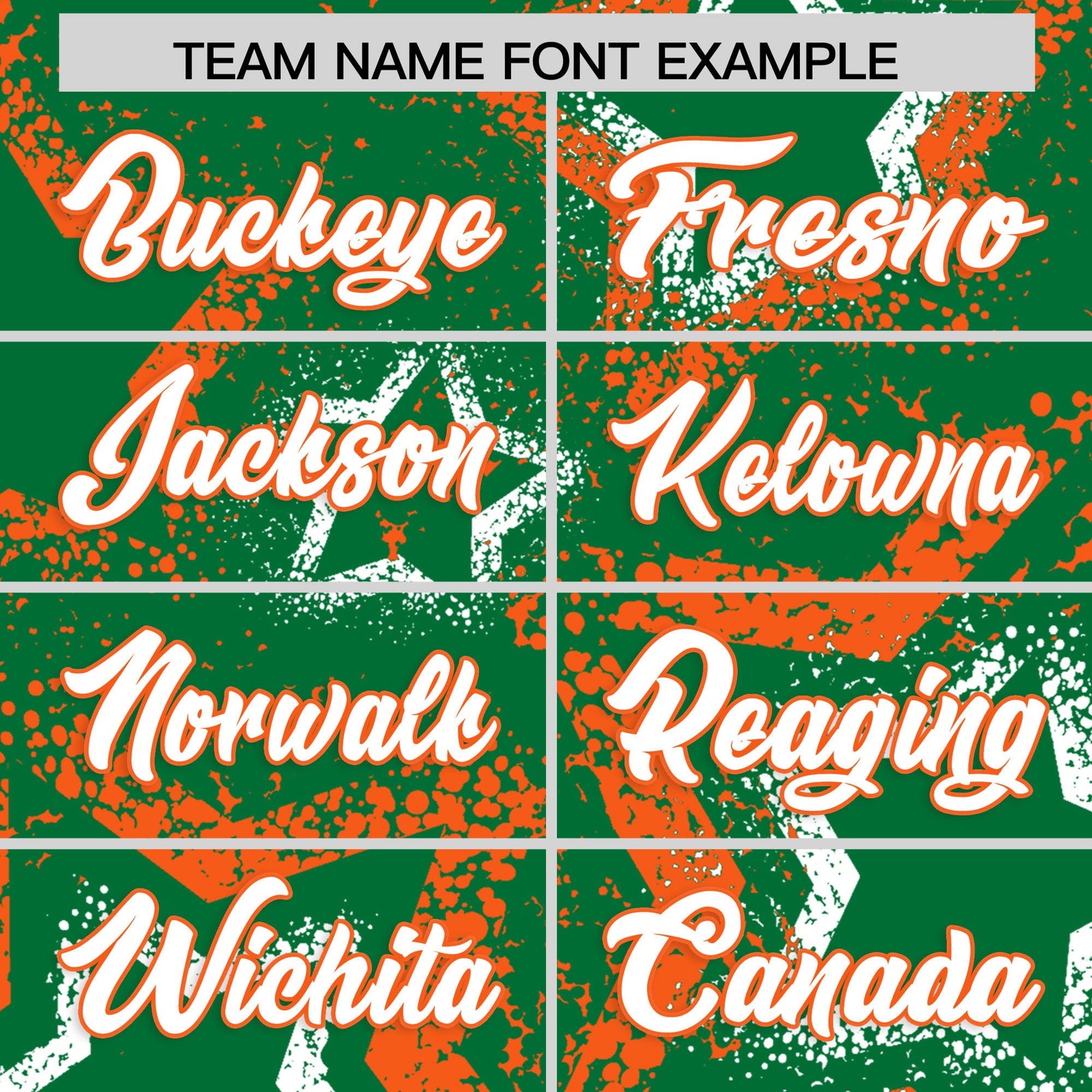 Custom Kelly Green White Orange Star-Shaped Ink Texture Graffiti Pattern Baseball Jersey | Sublimation Printed & Stitched,Add Name and Numbern,Perfect for Parties,Perfect for Training | KXKSHOP