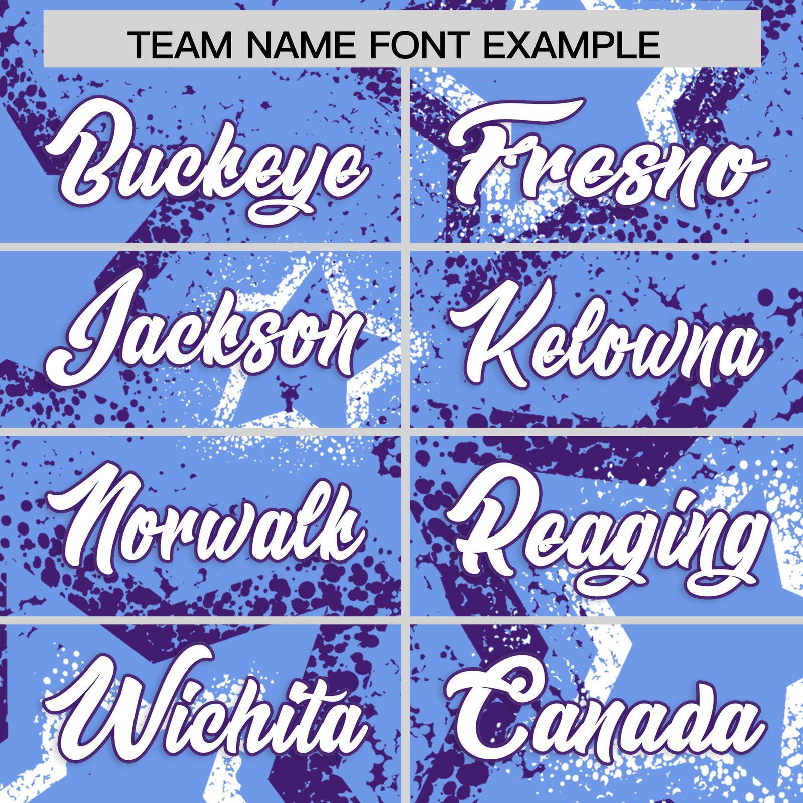 Custom Light Blue White Purple Star-Shaped Ink Texture Graffiti Pattern Baseball Jersey | Sublimation Printed & Stitched,Add Name and Numbern,Perfect for Parties,Perfect for Training | KXKSHOP