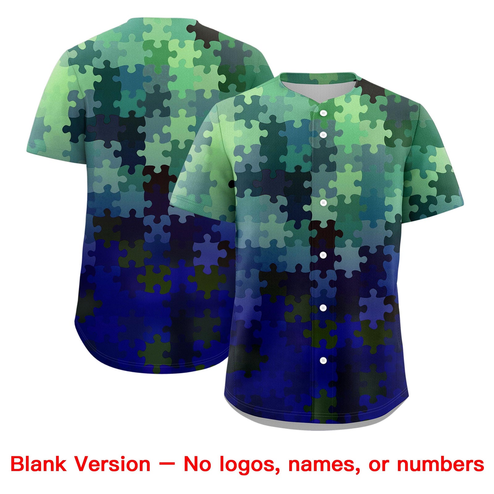 Custom White Dark Blue Puzzle Elements Baseball Jersey | Sublimation Printed & Stitched,Add Name and Numbern,Perfect for Teams | KXKSHOP