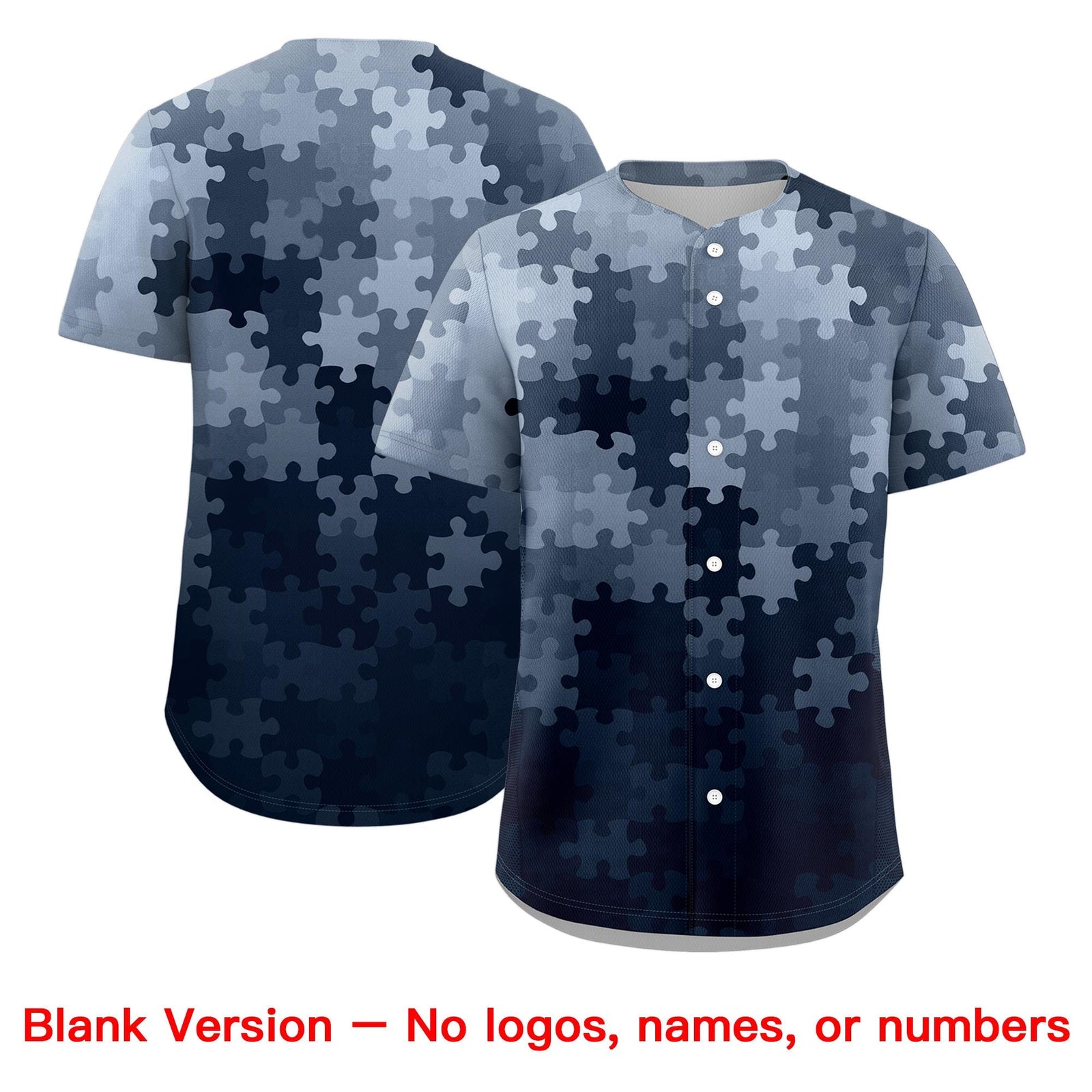 Custom White Navy Puzzle Elements Baseball Jersey | Sublimation Printed & Stitched,Add Name and Numbern,Perfect for Teams | KXKSHOP