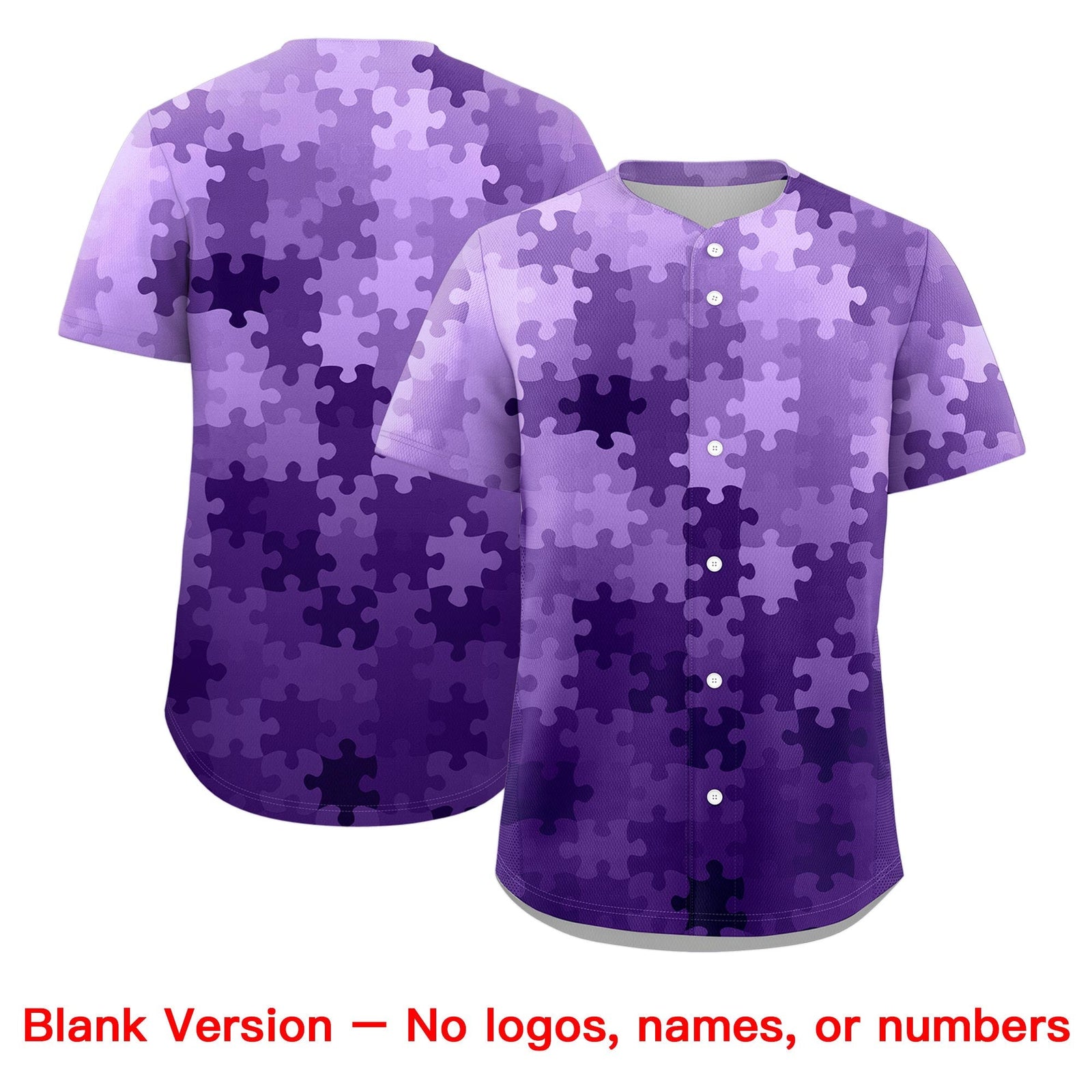 Custom Purple Black White Puzzle Elements Baseball Jersey | Sublimation Printed & Stitched,Add Name and Numbern,Perfect for Teams | KXKSHOP