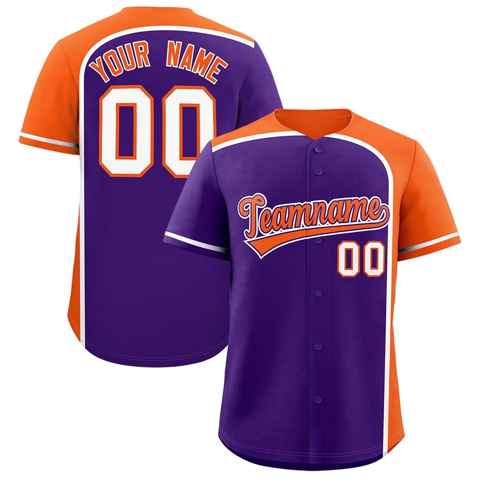 Custom Purple Orange Personalized Color Block Authentic Baseball jersey