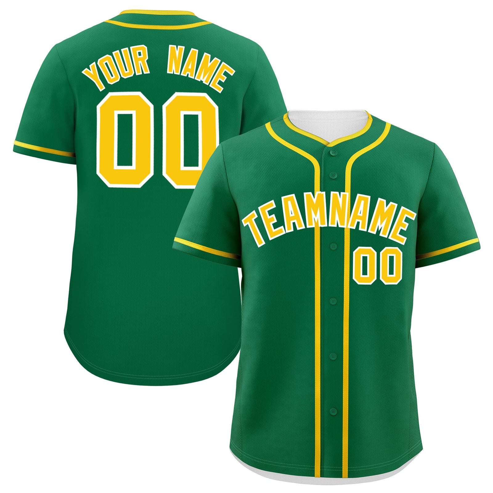 Custom Kelly Green Gold Personalized Classic Authentic Baseball Jersey