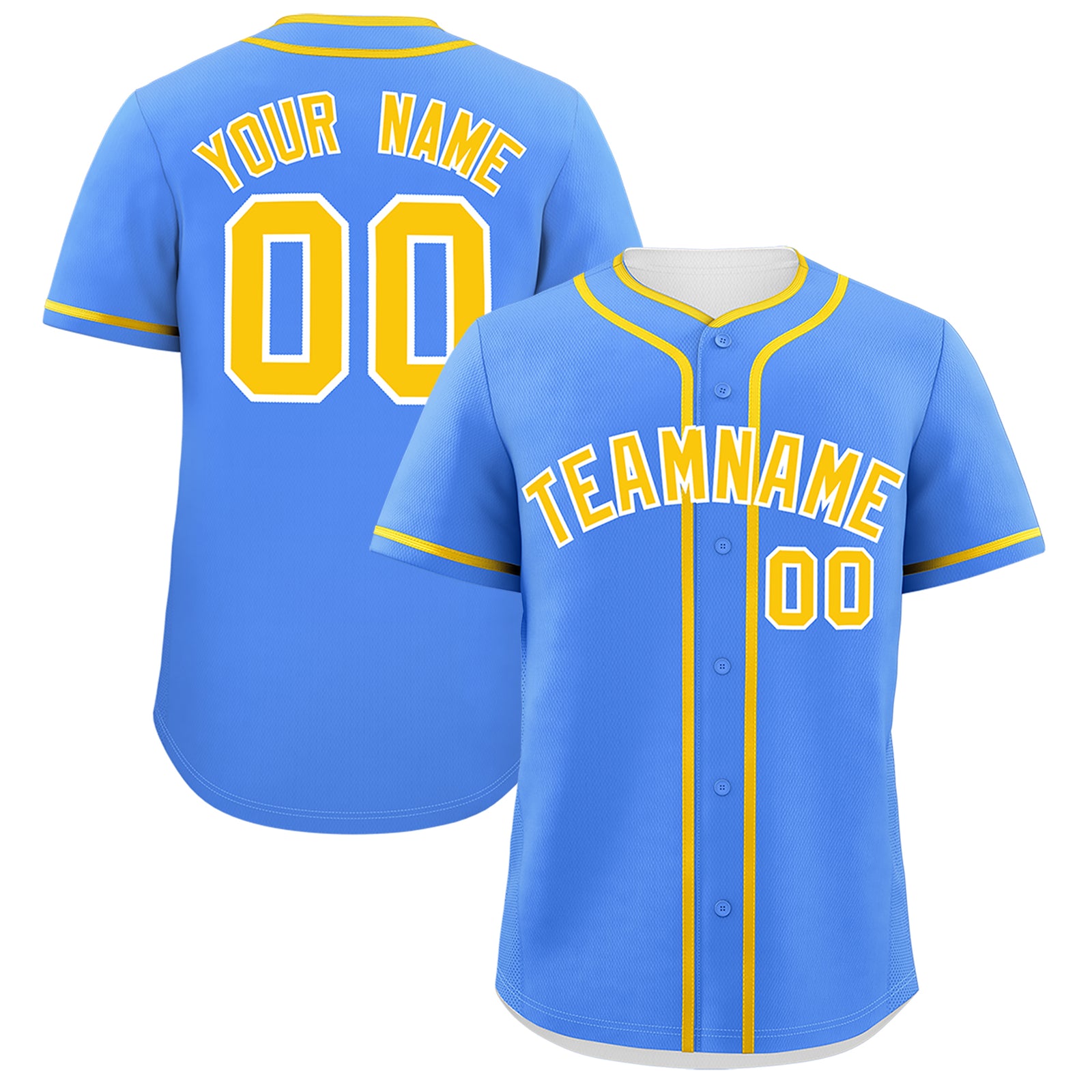 Custom Powder Blue Gold Personalized Classic Authentic Baseball Jersey