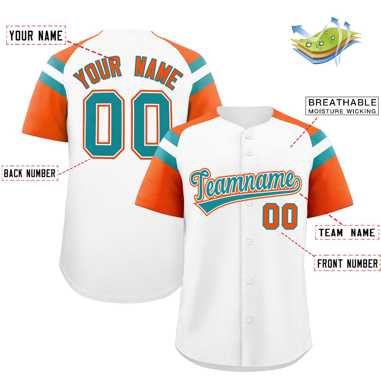 Custom White Orange Contrast Raglan Sleeves Authentic Baseball Jersey