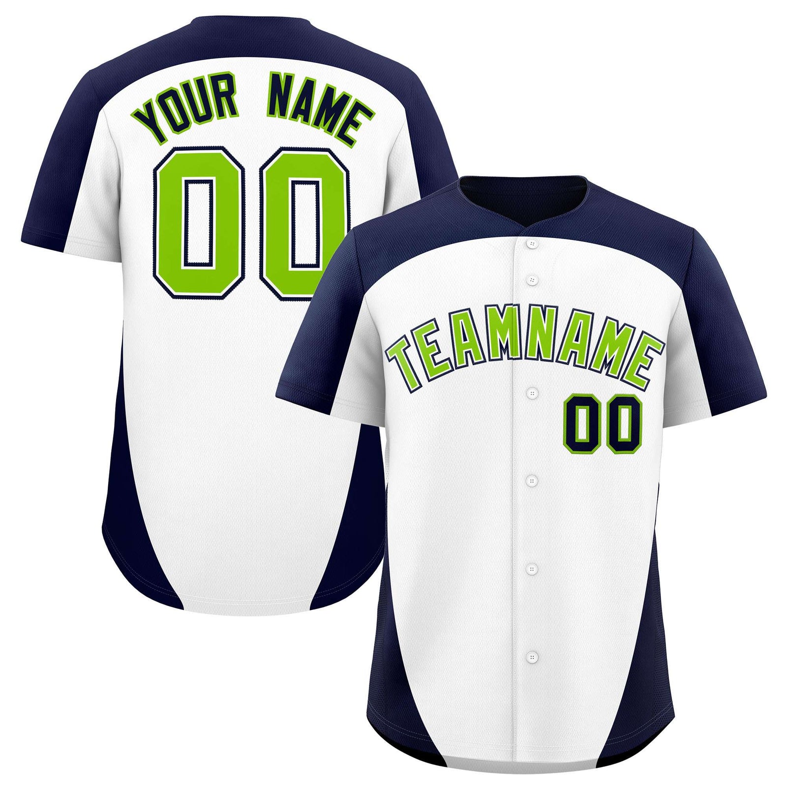 Custom White Navy Personalized Edge Color Block Authentic Baseball Jersey