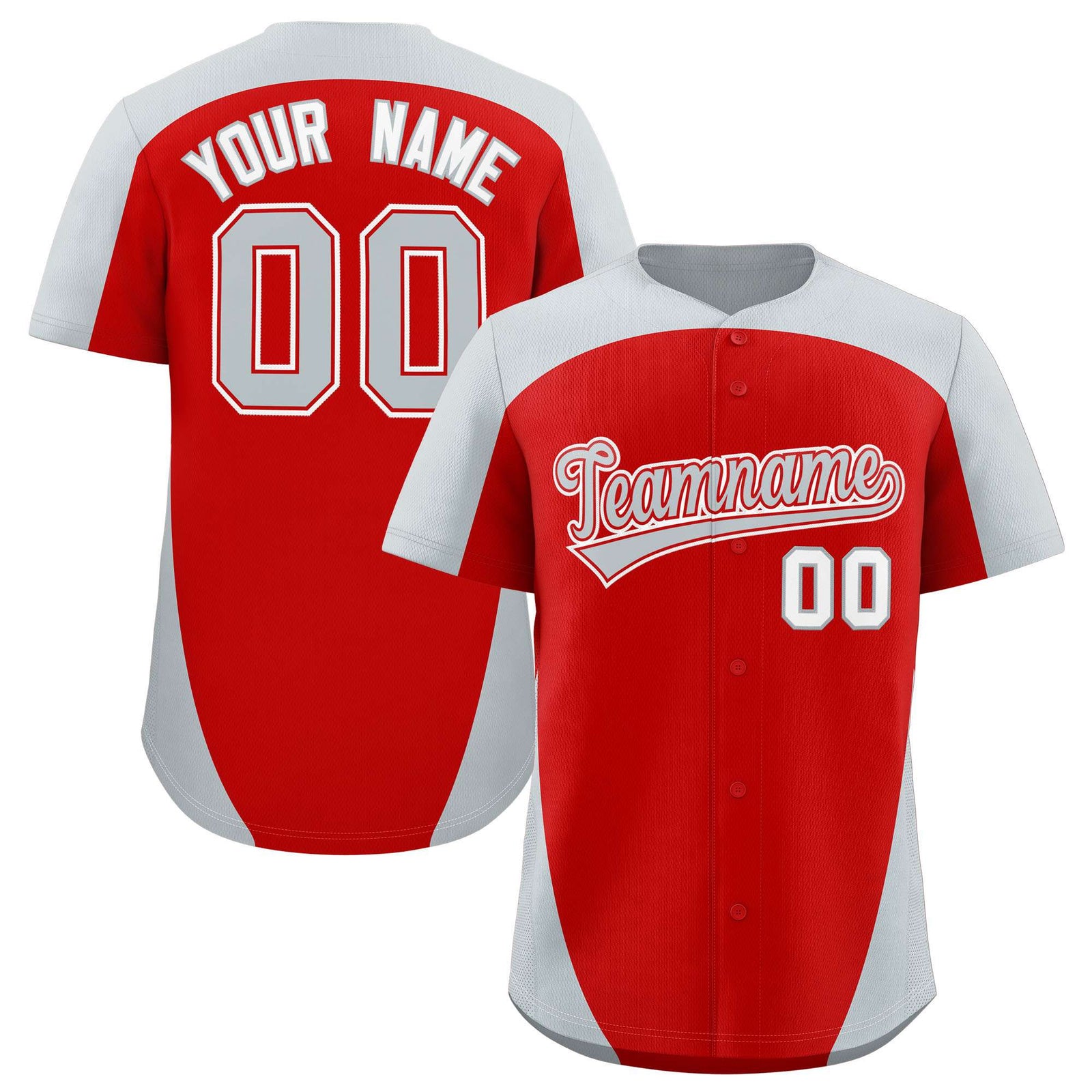 Custom Red Silver Personalized Edge Color Block Authentic Baseball Jersey