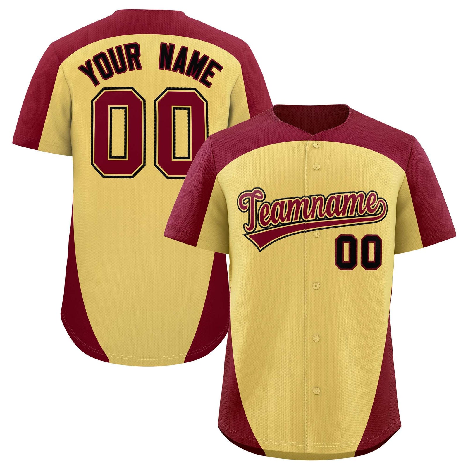 Custom Khaki Crimson Personalized Edge Color Block Authentic Baseball Jersey