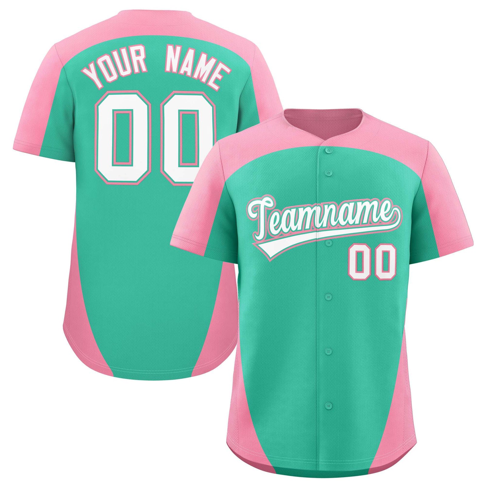 Custom Bright Green Pink Personalized Edge Color Block Authentic Baseball Jersey