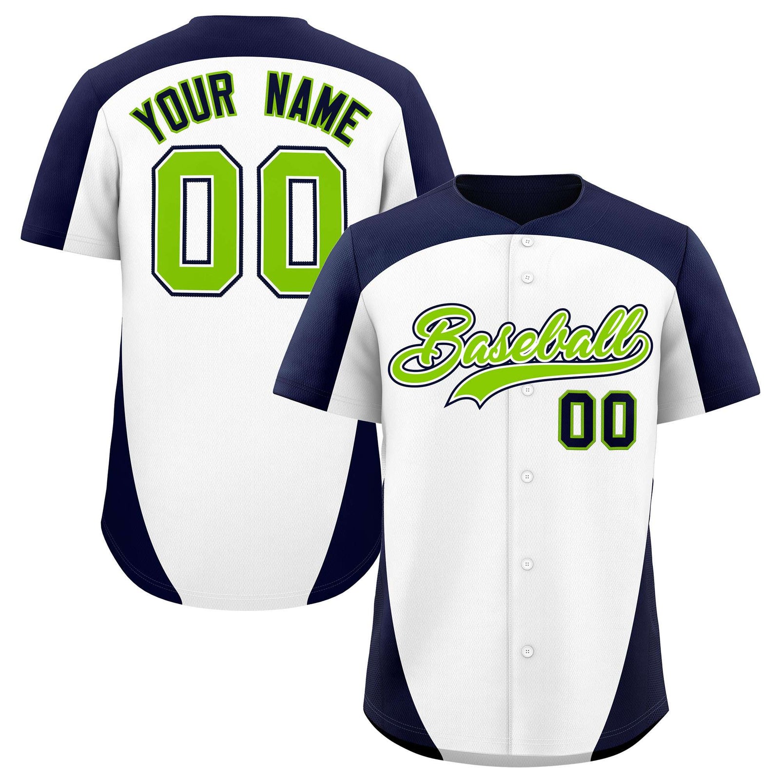 Custom White Navy Personalized Edge Color Block Authentic Baseball Jersey