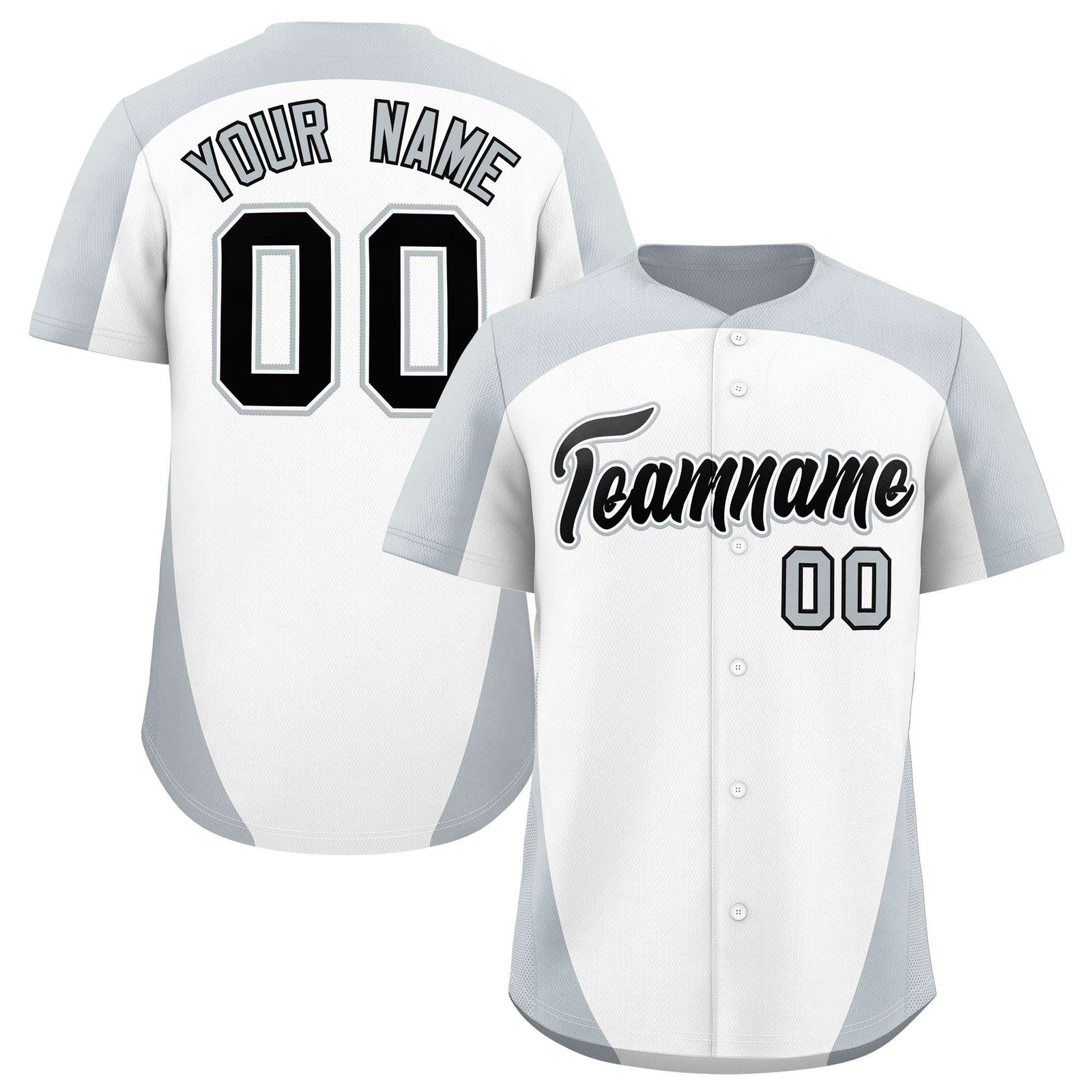 Custom White Silver Personalized Edge Color Block Authentic Baseball Jersey