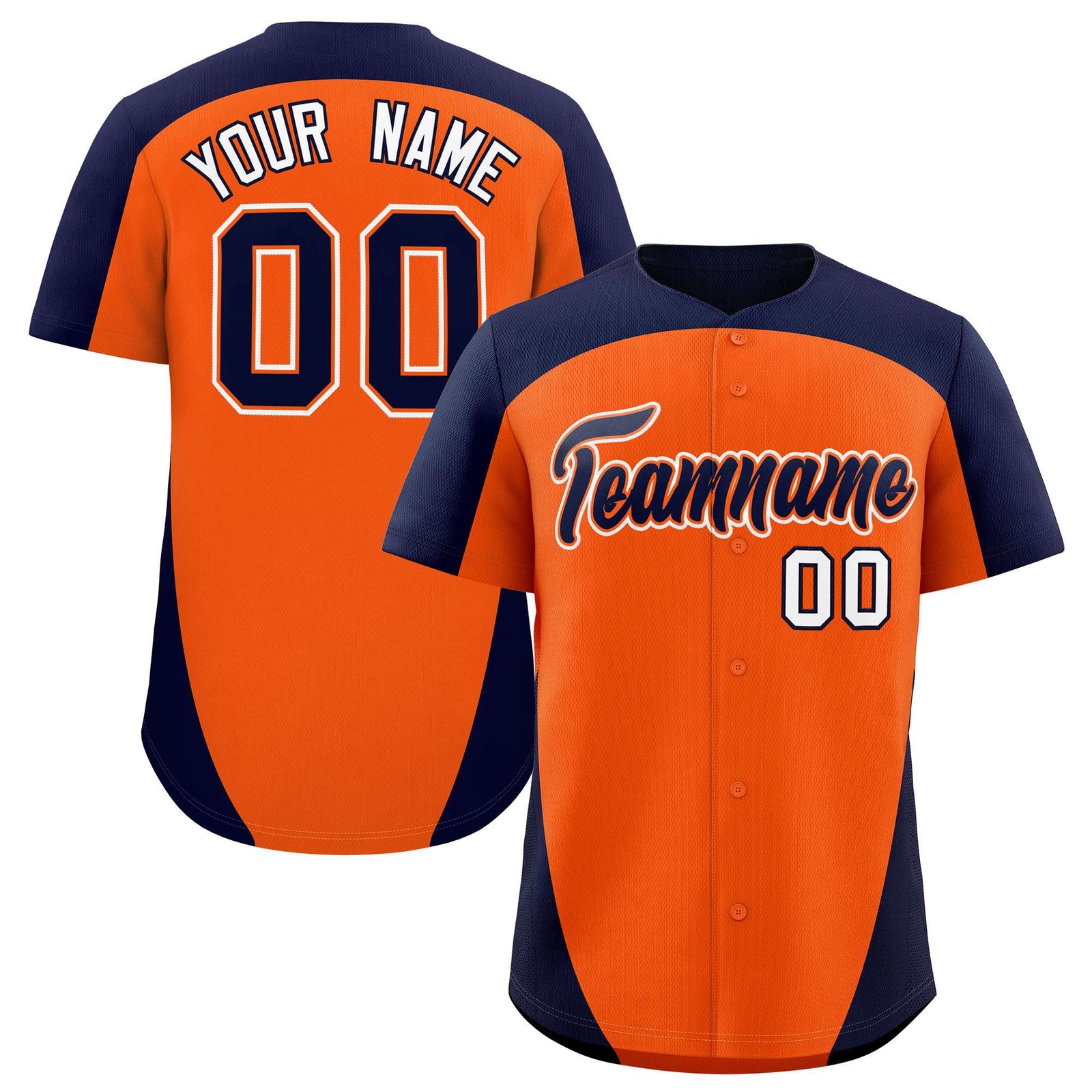 Custom Orange Navy Personalized Edge Color Block Authentic Baseball Jersey