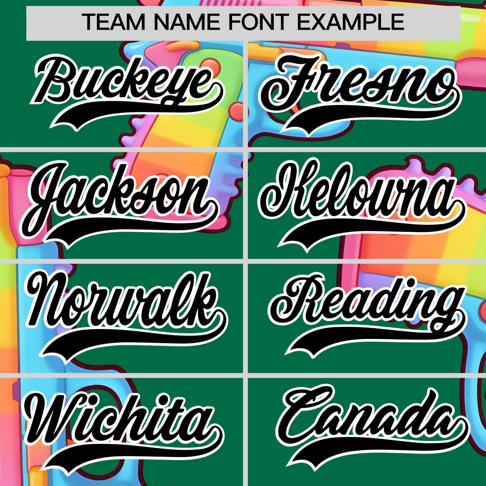 Custom Youth Baseball Jersey Kelly Green Black Sugar-Coated Firepower Graffiti Pattern Urban Fashion