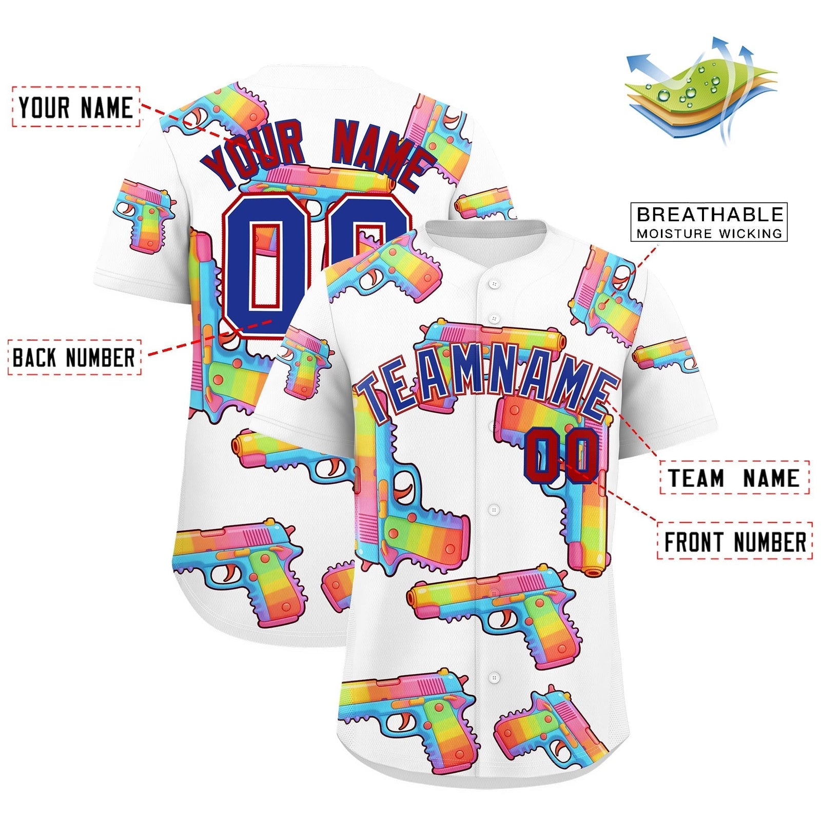 Custom Youth Baseball Jersey White Royal Blue Sugar-Coated Firepower Graffiti Pattern Hip-hop