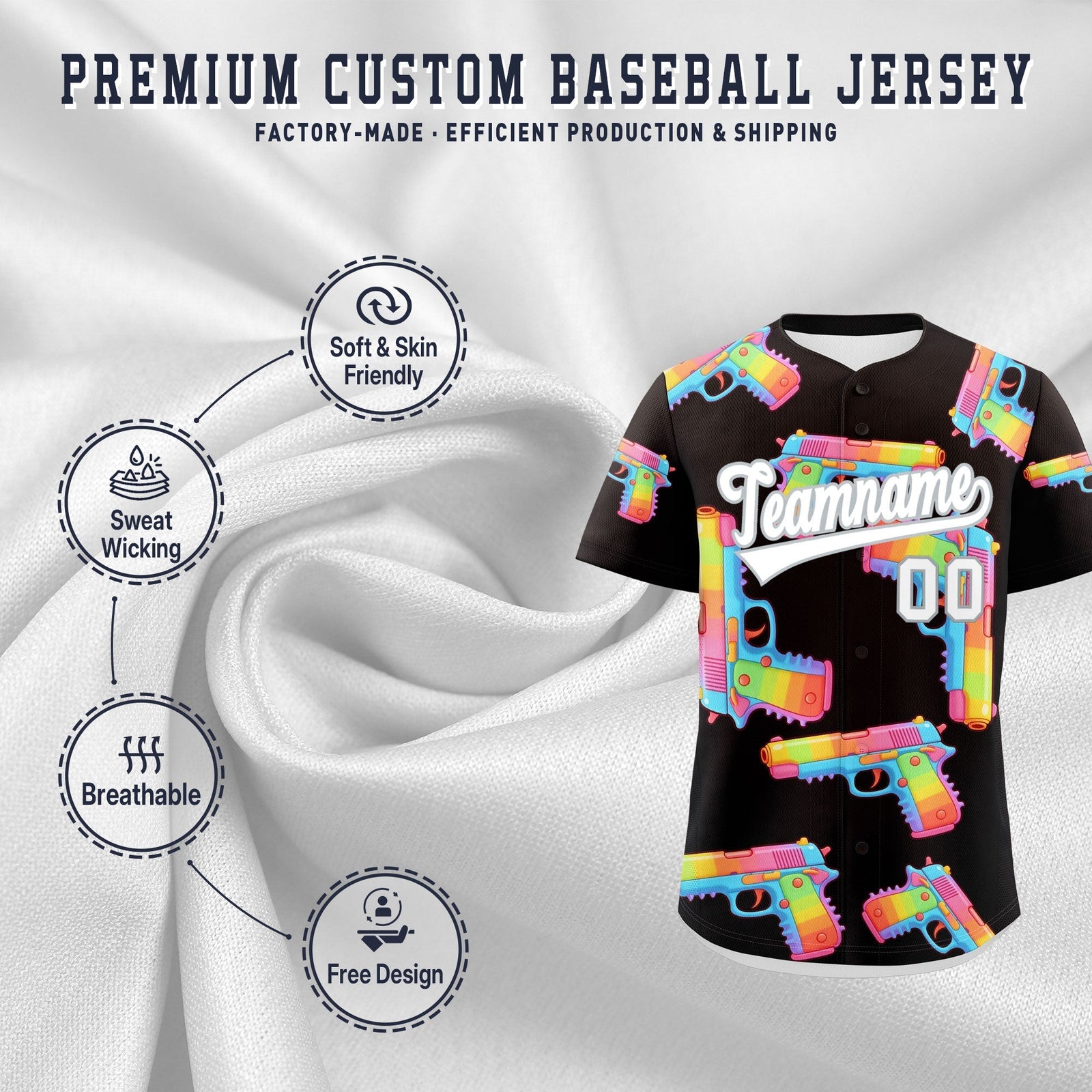 Custom Youth Baseball Jersey Brown White Sugar-Coated Firepower Graffiti Pattern Urban Fashion