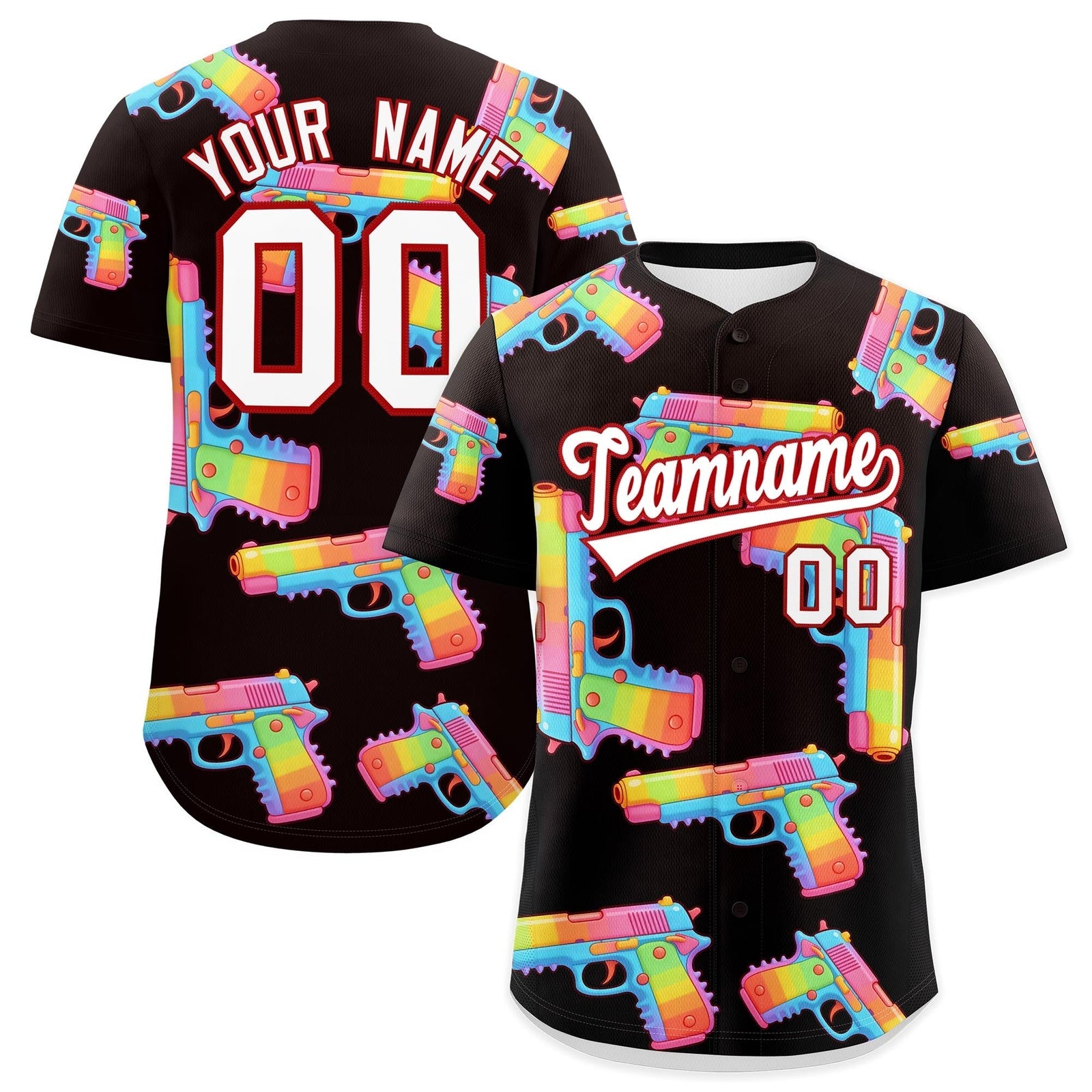 Custom Youth Baseball Jersey Brown White Sugar-Coated Firepower Graffiti Pattern Street Style