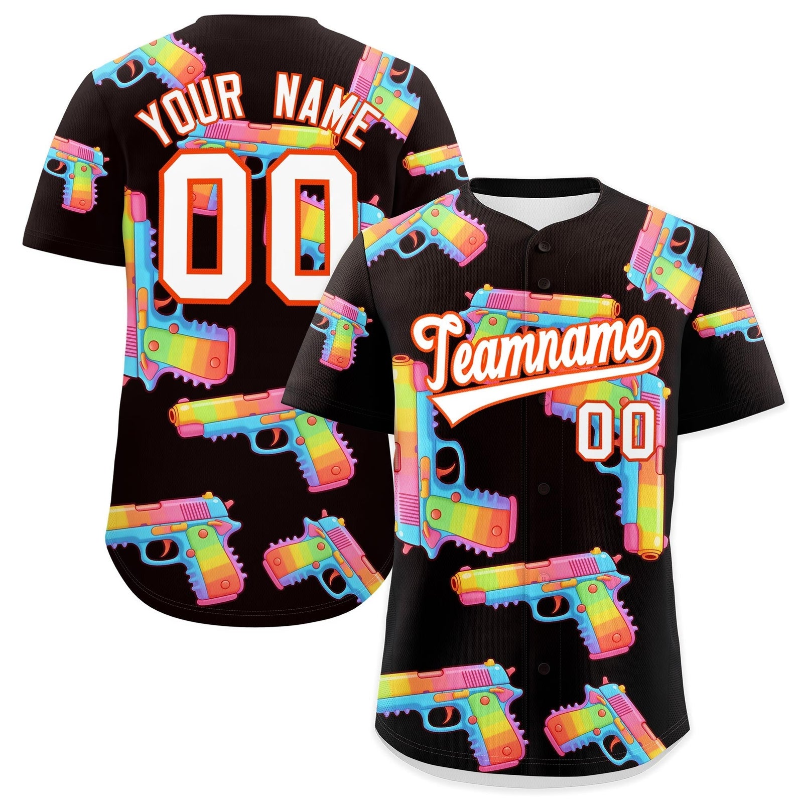 Custom Youth Baseball Jersey Brown White Sugar-Coated Firepower Graffiti Pattern Hip-hop