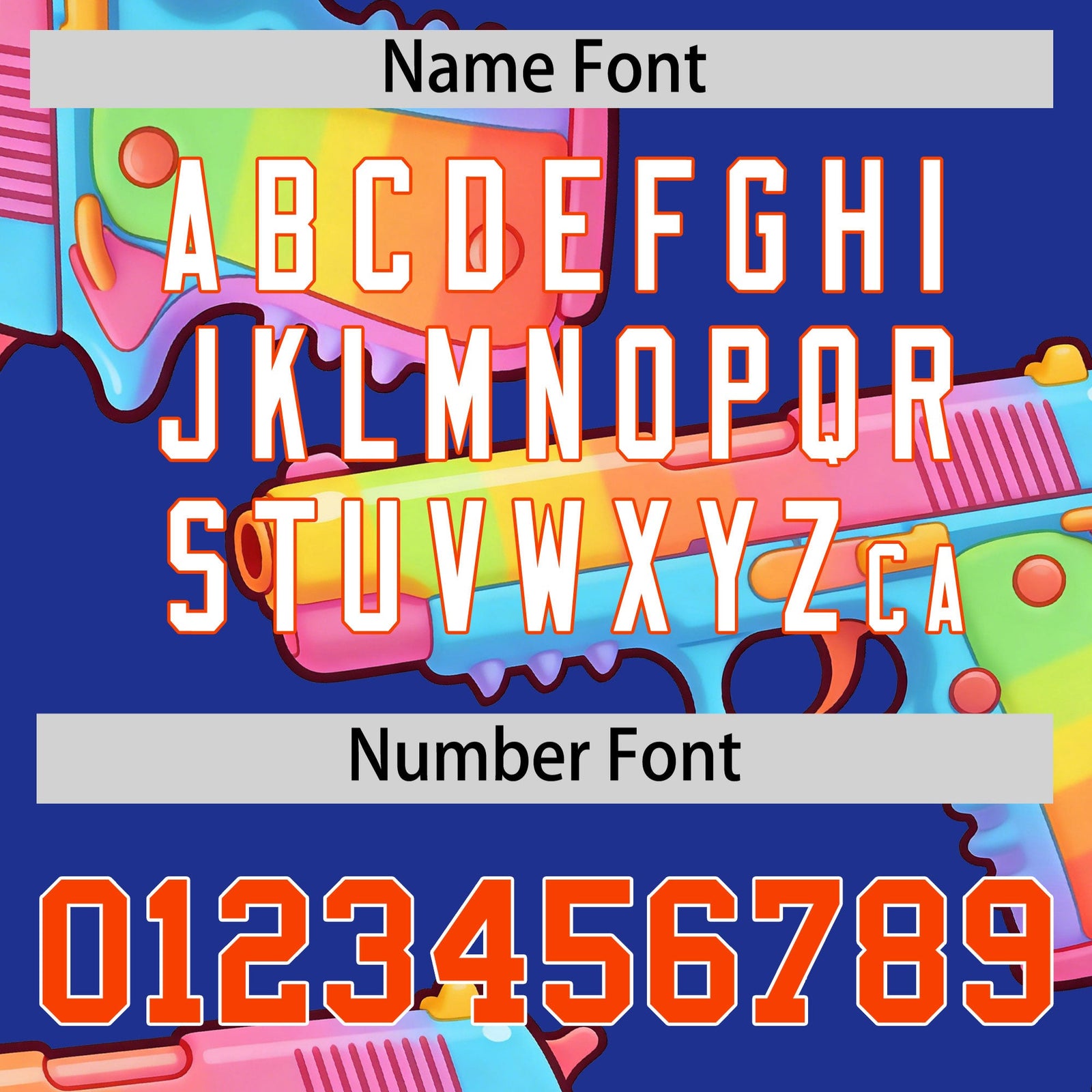 Custom Youth Baseball Jersey Royal Blue Orange Sugar-Coated Firepower Graffiti Pattern Street Style