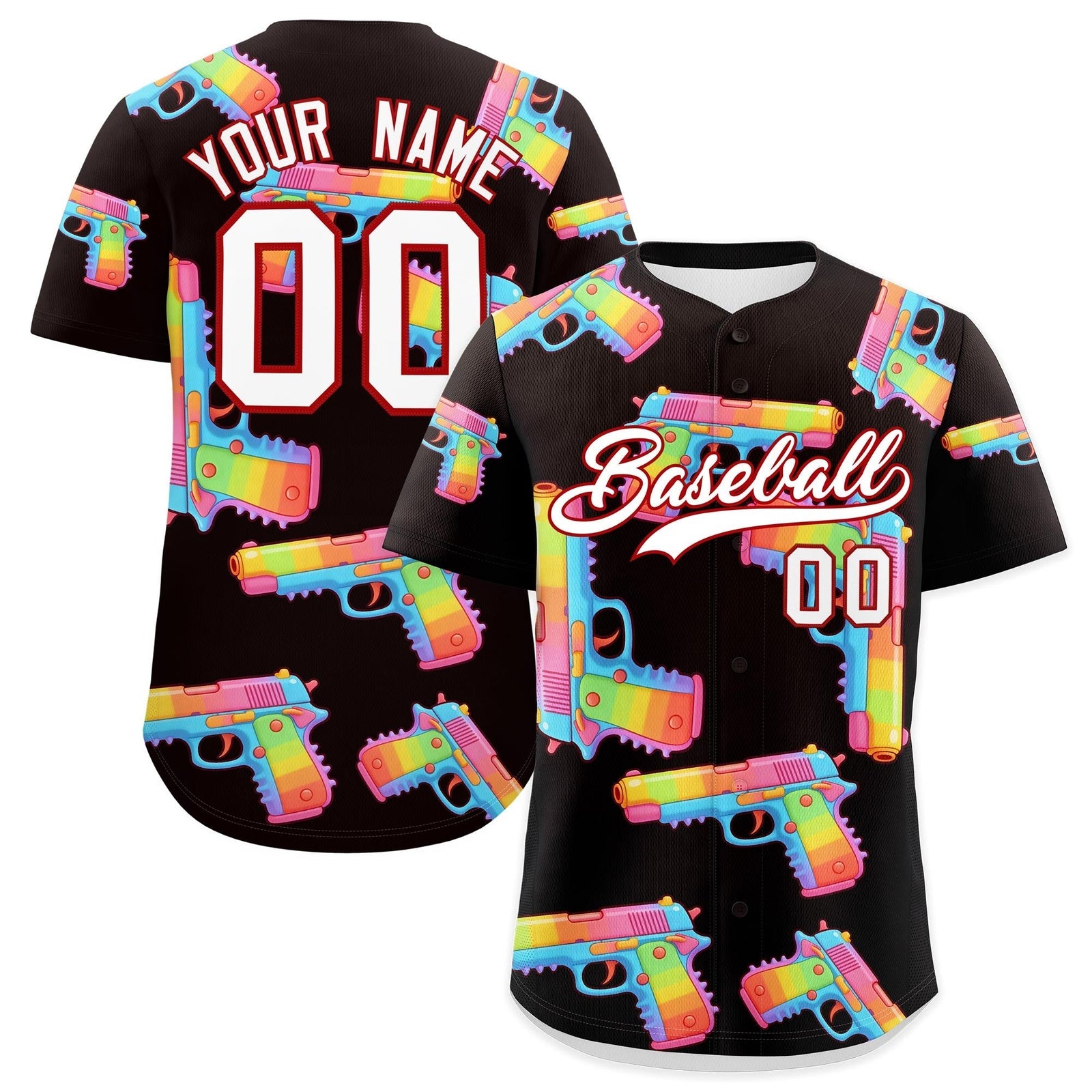 Custom Youth Baseball Jersey Brown White Sugar-Coated Firepower Graffiti Pattern Street Style