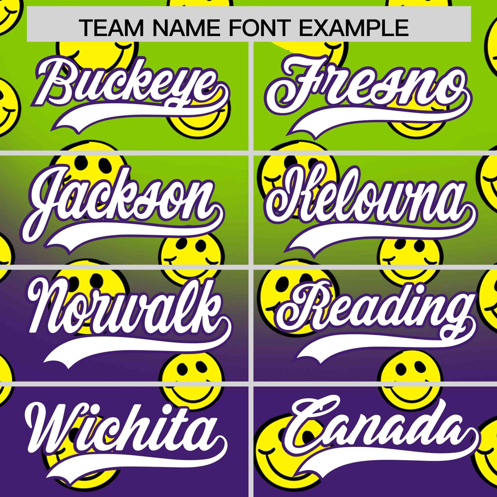 Custom Neon Green Purple Graffiti Gradient Pattern Authentic Smile Baseball Jersey