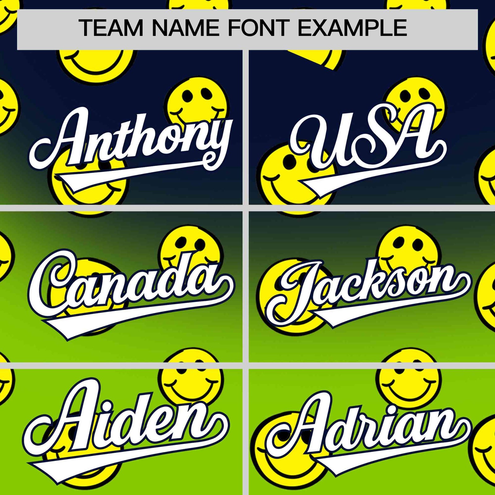 Custom Navy Neon Green Graffiti Gradient Pattern Authentic Smile Baseball Jersey