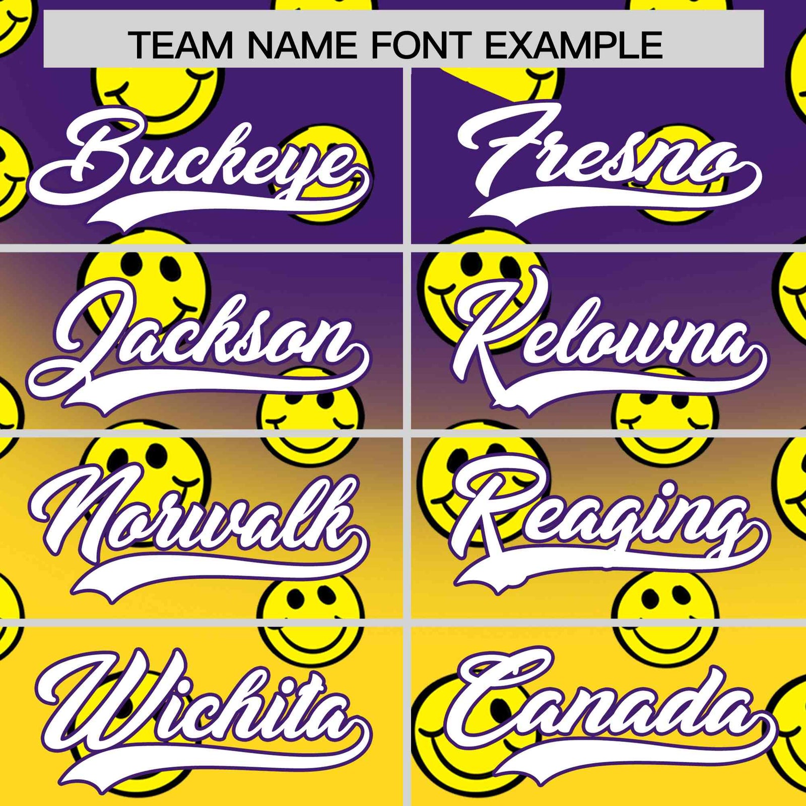 Custom Purple Gold Graffiti Gradient Pattern Authentic Smile Baseball Jersey