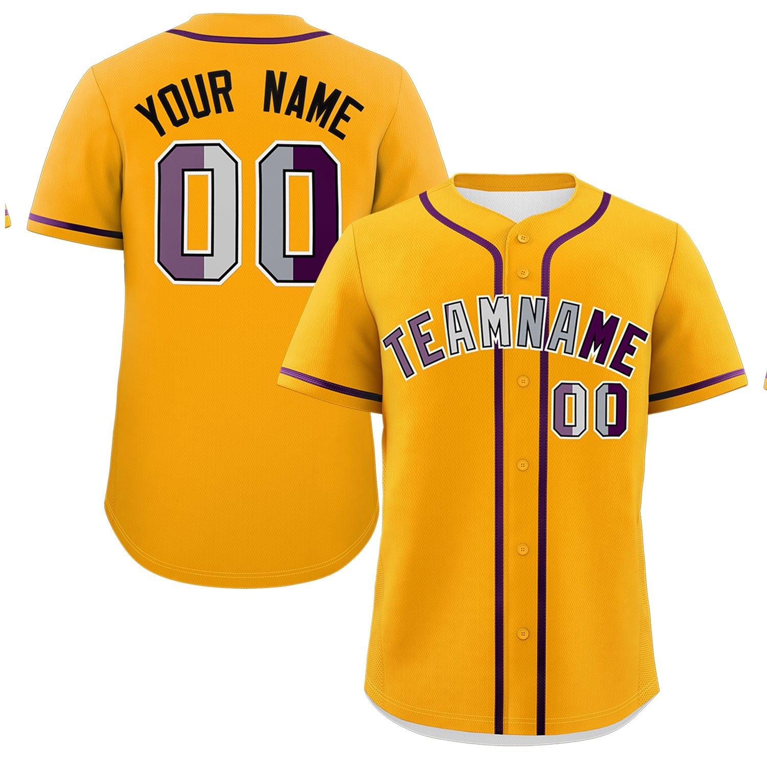 Custom Yellow Purple Genderless For Pride Month Classic Style Baseball Jersey| KXKSHOP