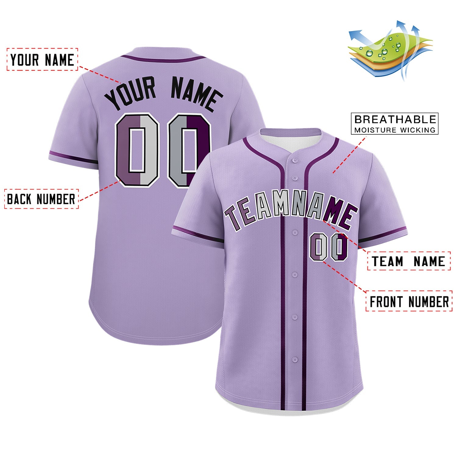 Custom Light Purple Purple Genderless For Pride Month Classic Style Baseball Jersey| KXKSHOP
