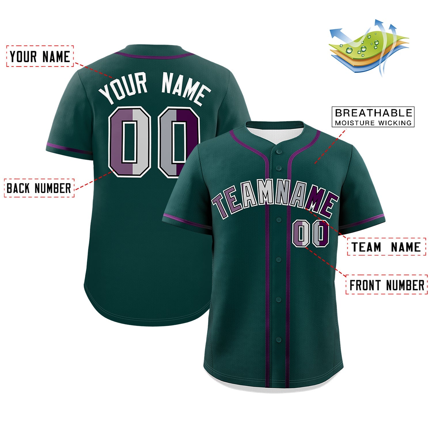 Custom Midnight Green Purple Genderless For Pride Month Classic Style Baseball Jersey| KXKSHOP