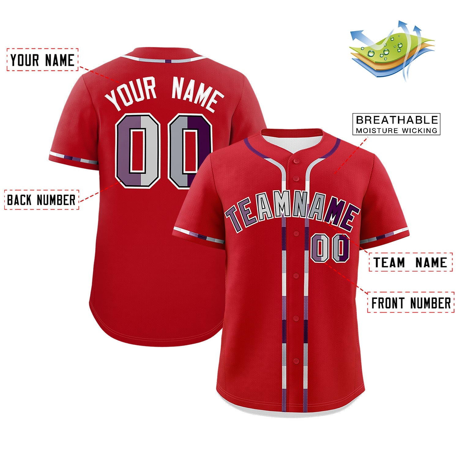 Custom Red Genderless For Pride Month Classic Style Baseball Jersey| KXKSHOP