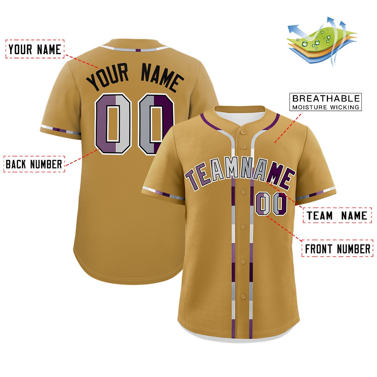 Custom Old Gold Genderless For Pride Month Classic Style Baseball Jersey| KXKSHOP