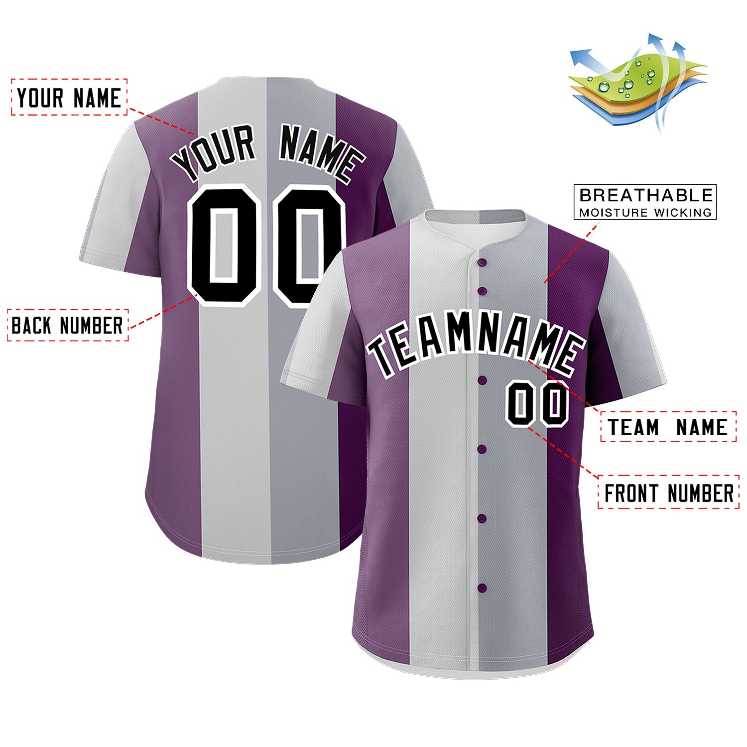 Custom Gray Purple Light Purple Genderless For Pride Month Classic Style Baseball Jersey| KXKSHOP