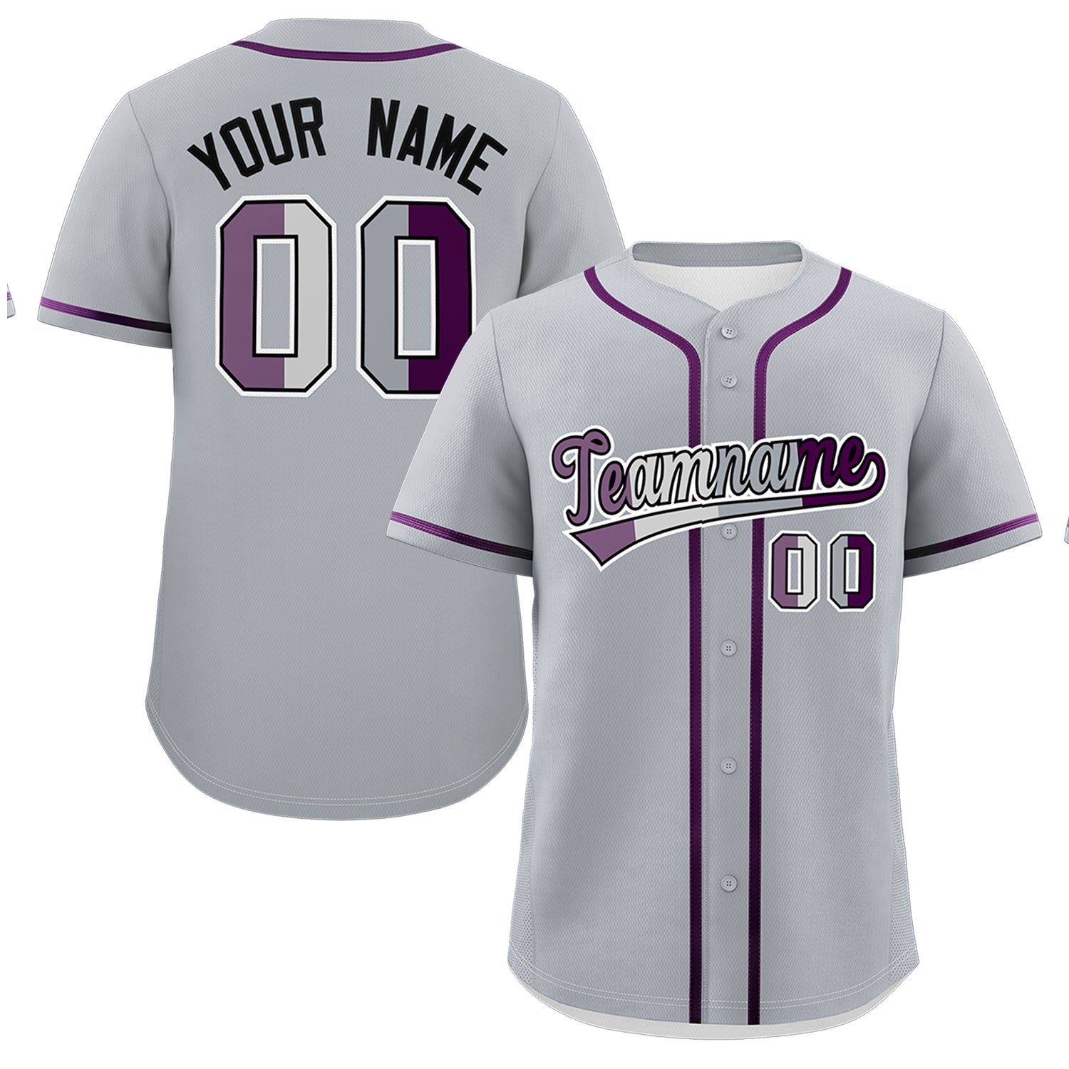 Custom Gray Purple Genderless For Pride Month Classic Style Baseball Jersey| KXKSHOP