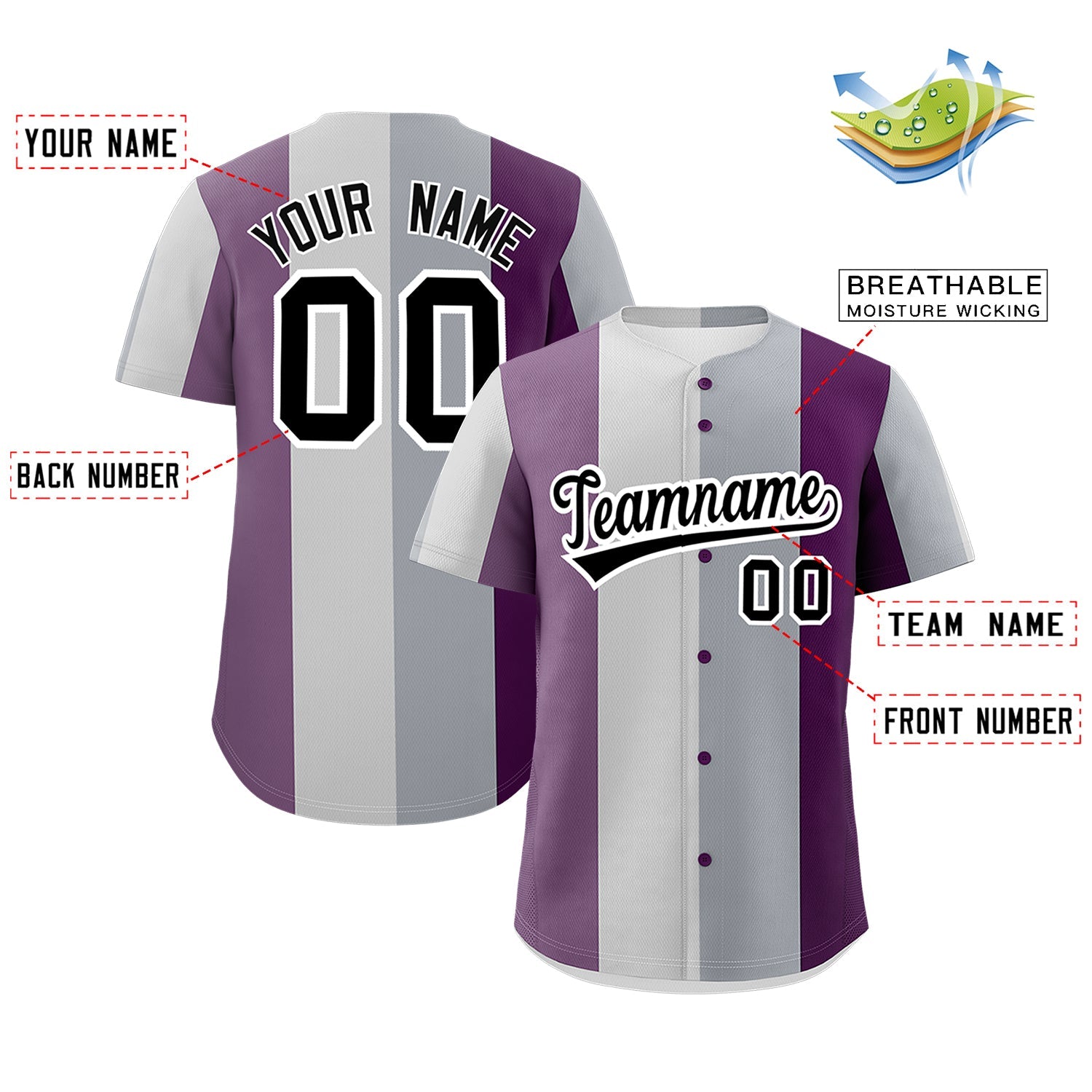 Custom Gray Purple Light Purple Genderless For Pride Month Classic Style Baseball Jersey| KXKSHOP