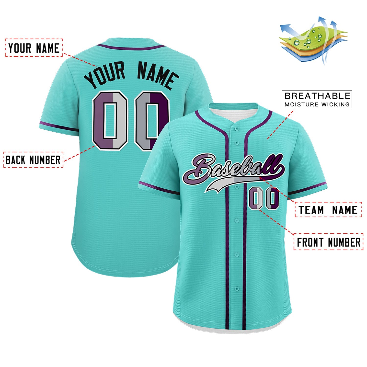 Custom Bright Green Purple Genderless For Pride Month Classic Style Baseball Jersey| KXKSHOP