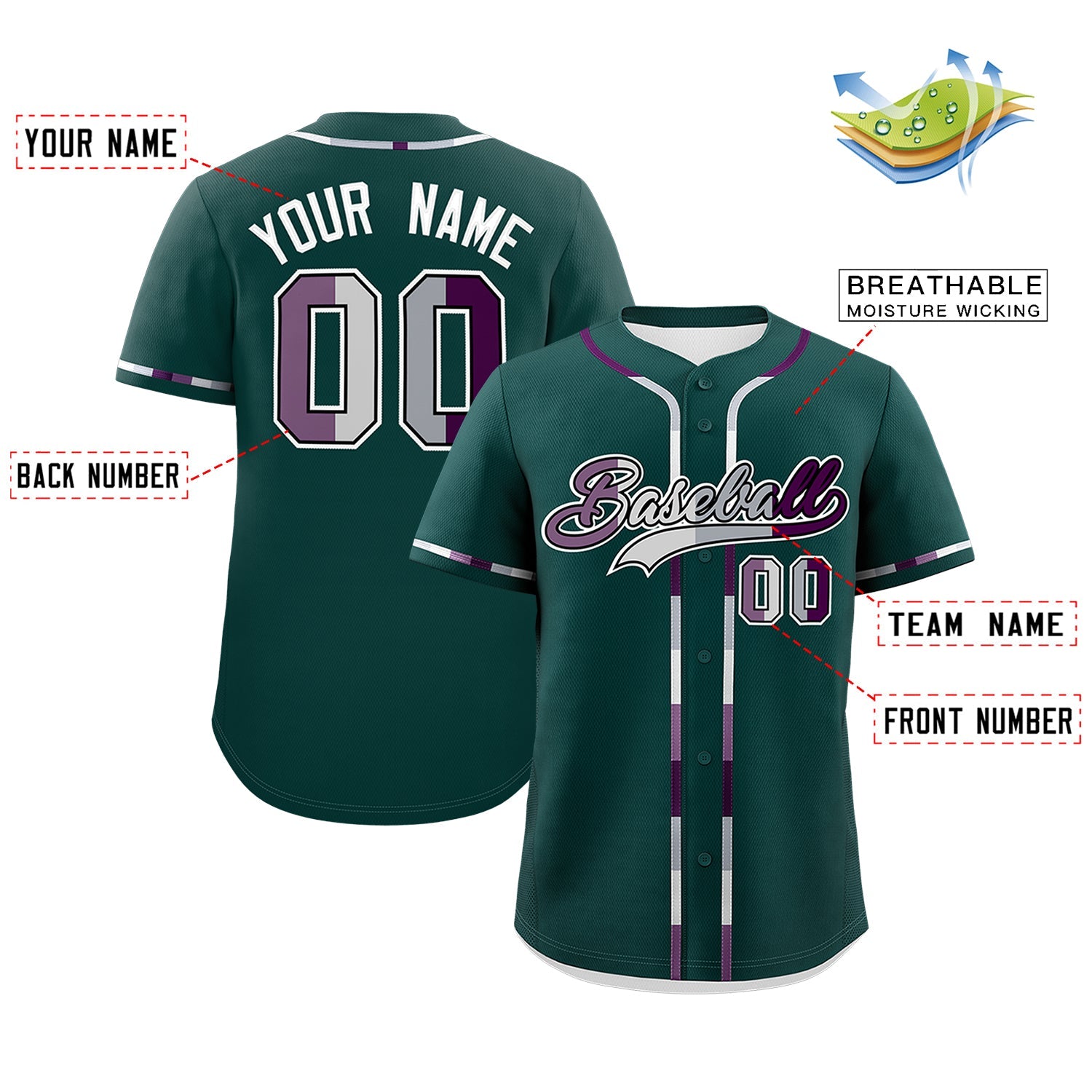 Custom Midnight Green Genderless For Pride Month Classic Style Baseball Jersey| KXKSHOP
