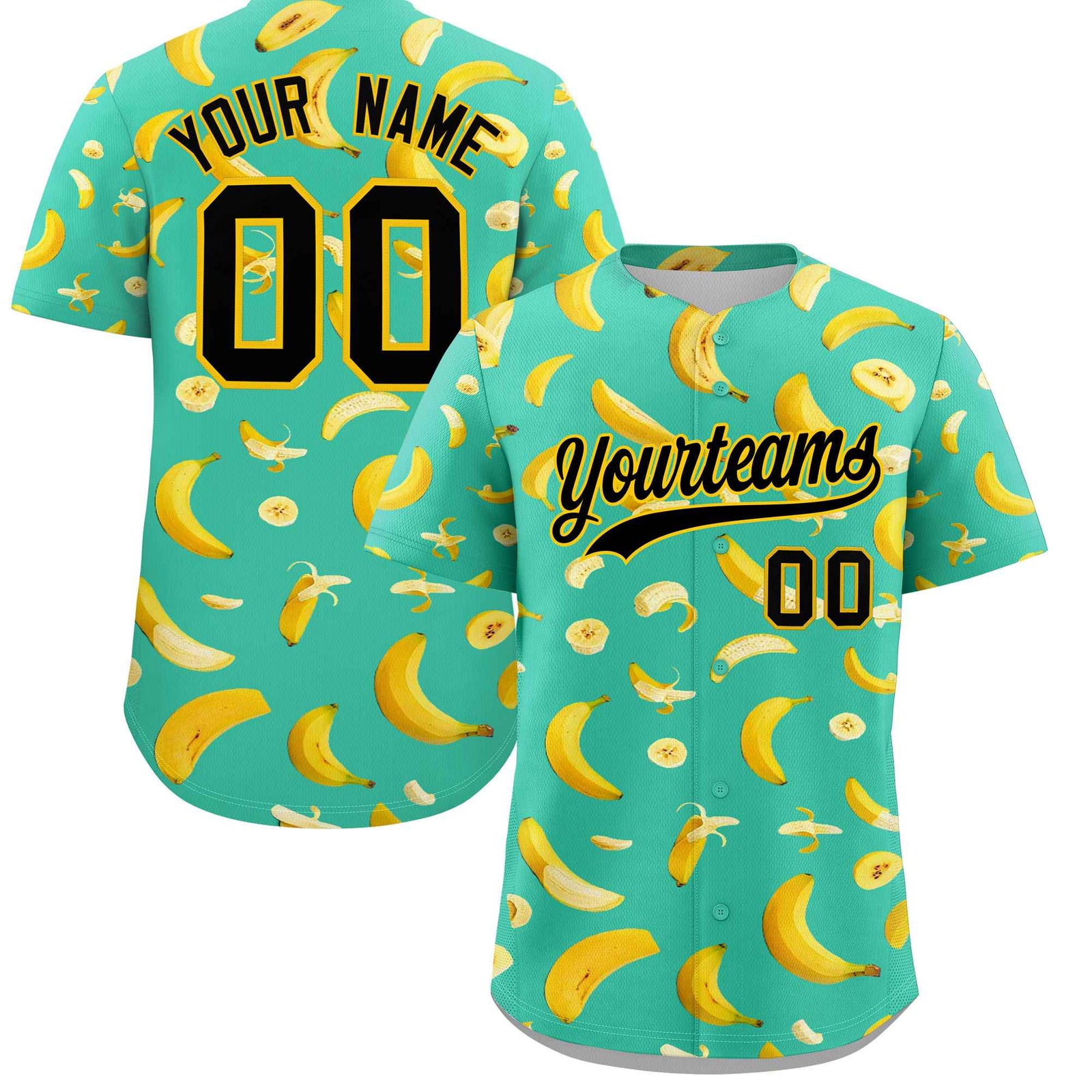 Custom Bright Green Banana Graffiti Pattern Fashion Authentic Baseball Jersey | Graffiti Pattern | Embroidery&Dye-sublimation printing | KXKSHOP