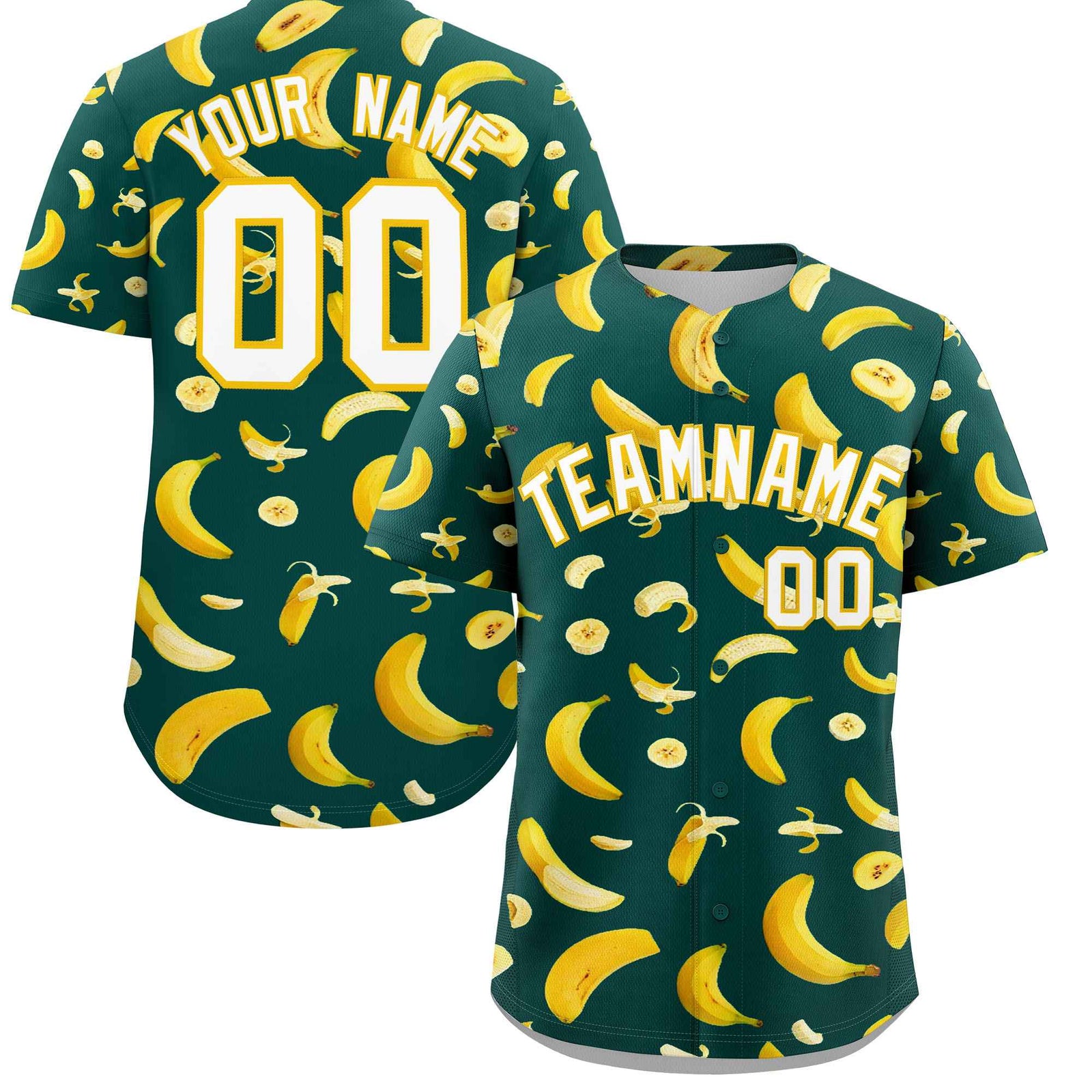 Custom Midnight Green Banana Graffiti Pattern Fashion Authentic Baseball Jersey | Graffiti Pattern | Embroidery&Dye-sublimation printing | KXKSHOP