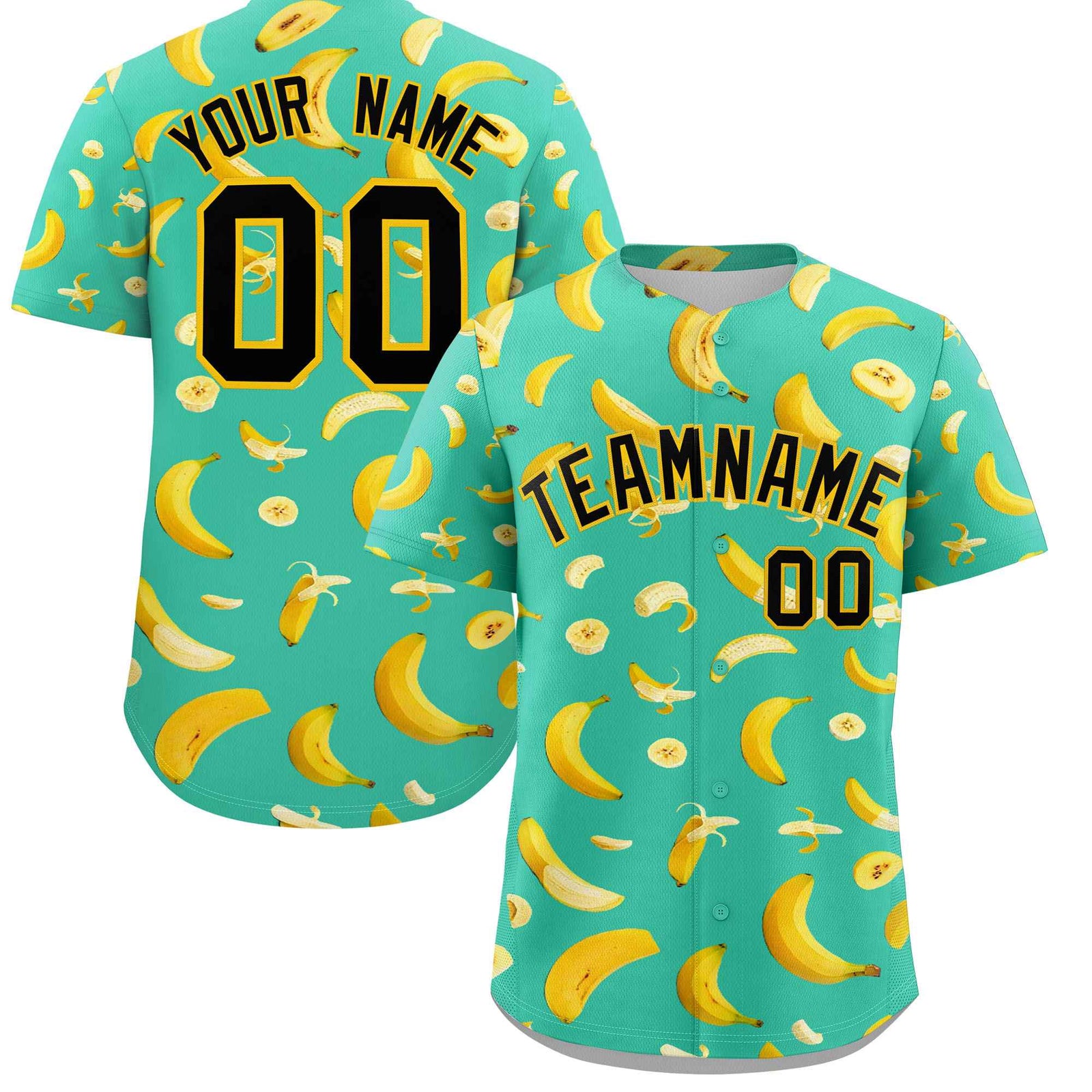 Custom Bright Green Banana Graffiti Pattern Fashion Authentic Baseball Jersey | Graffiti Pattern | Embroidery&Dye-sublimation printing | KXKSHOP