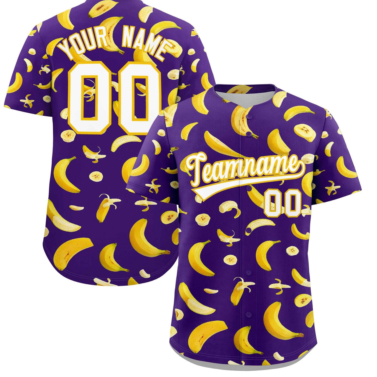 Custom Purple Banana Graffiti Pattern Fashion Authentic Baseball Jersey | Graffiti Pattern | Embroidery&Dye-sublimation printing | KXKSHOP