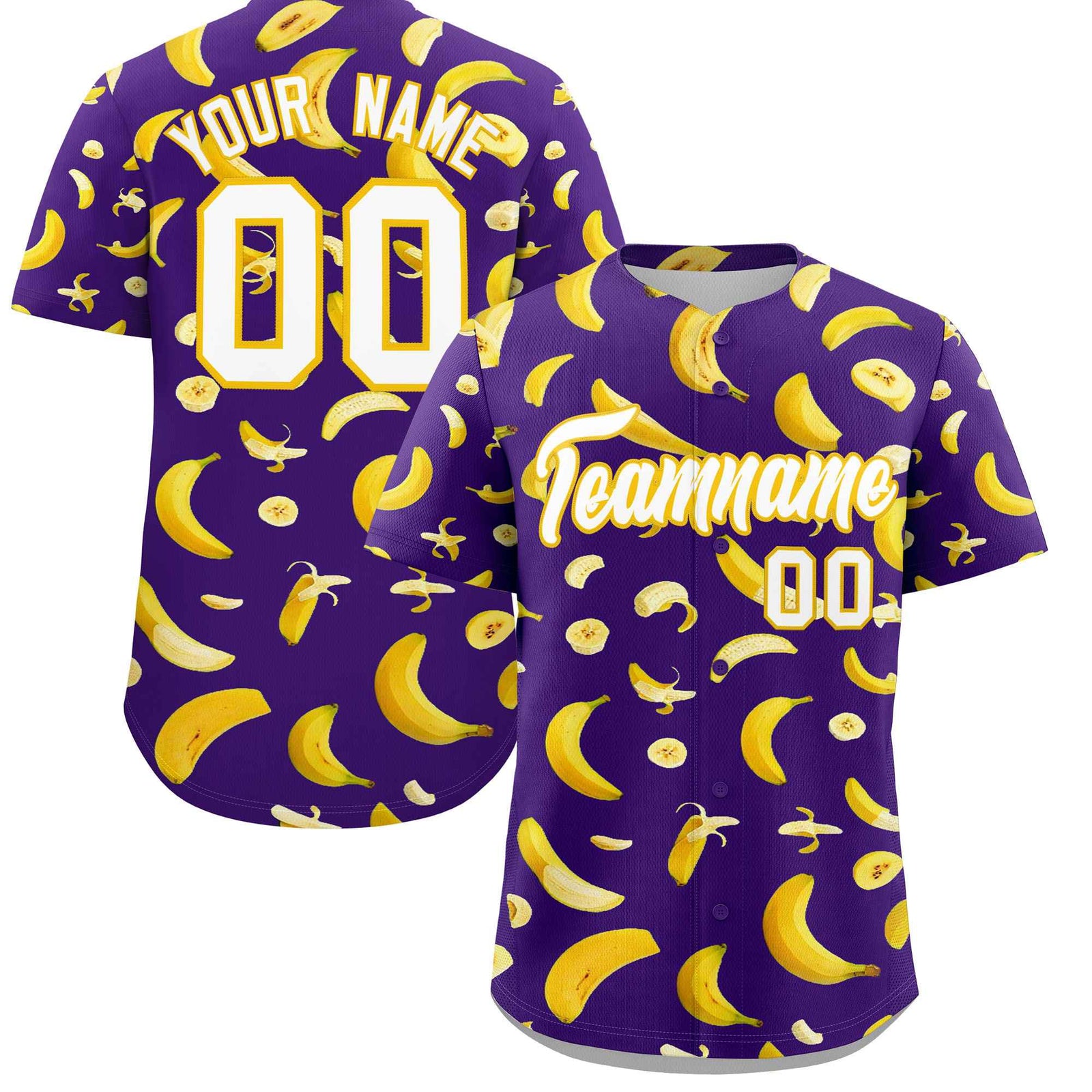 Custom Purple Banana Graffiti Pattern Fashion Authentic Baseball Jersey | Graffiti Pattern | Embroidery&Dye-sublimation printing | KXKSHOP