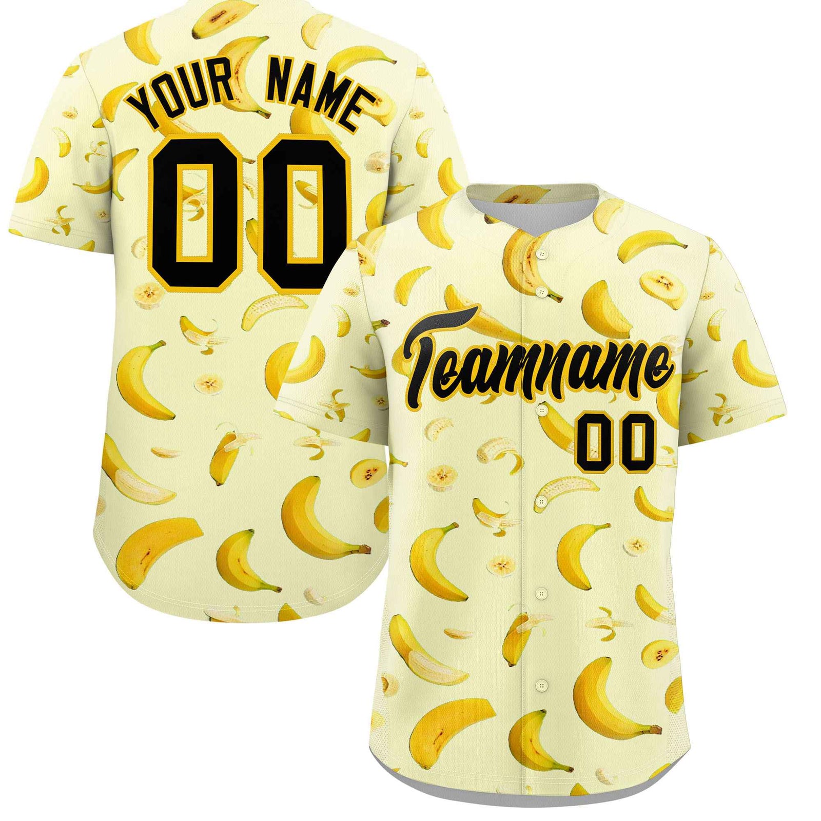 Custom Cream Banana Graffiti Pattern Fashion Authentic Baseball Jersey | Graffiti Pattern | Embroidery&Dye-sublimation printing | KXKSHOP