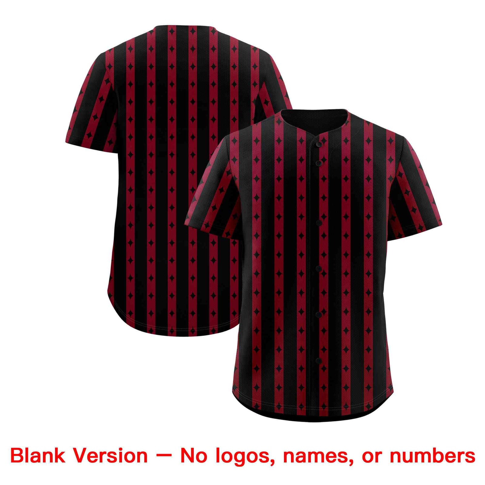 Custom Black Crimson Star Pattern Thick Stripes Baseball Jersey