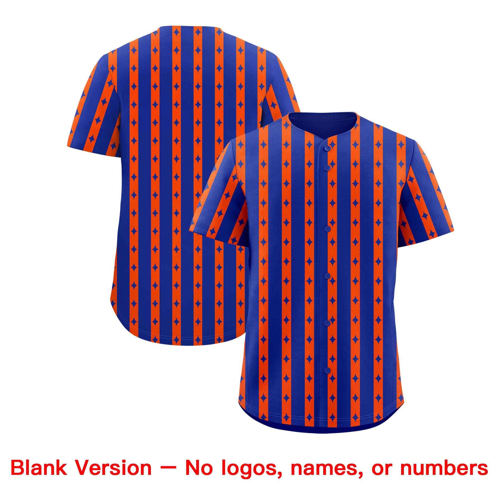Custom Royal Blue Orange Star Pattern Thick Stripes Baseball Jersey