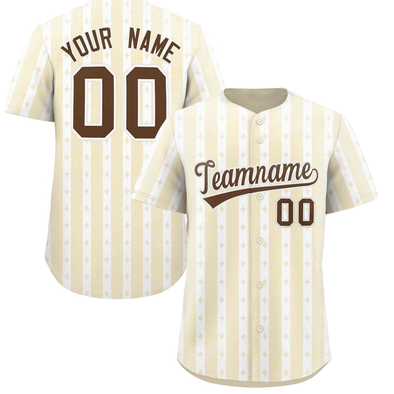 Custom Cream White Star Pattern Thick Stripes Baseball Jersey| KXKSHOP